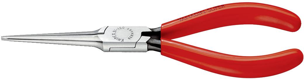 Lange Spitzzange mit rote Griffen, geeignet für präzise Arbeiten wie Greifen und Biegen von Drähten in Handwerks- und Reparaturarbeiten.