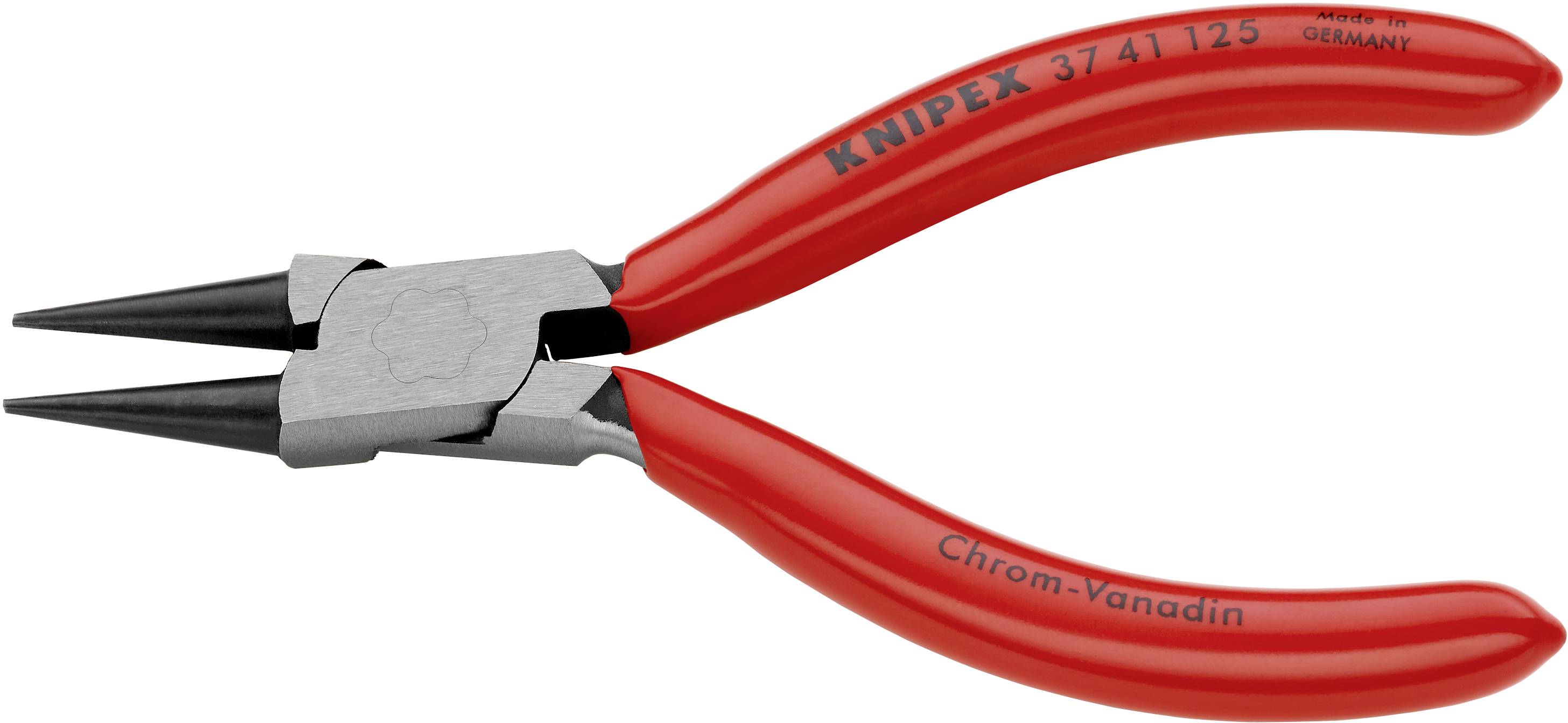 Rote Knipex-Zangenspitzzange mit Chrom-Vanadium-Griffen, Modellnummer 37 41 125.