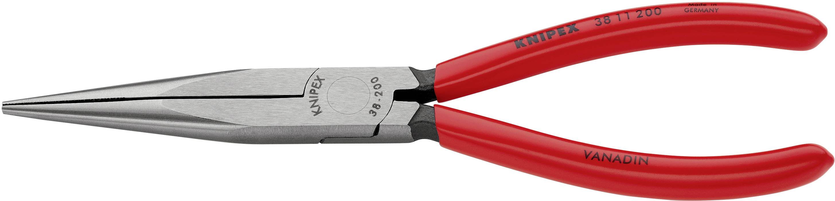 Knipex 38 11 200 Elektronik- u. Feinmechanik Flachrundzange Gerade Vanadium Elektrostahl 200mm