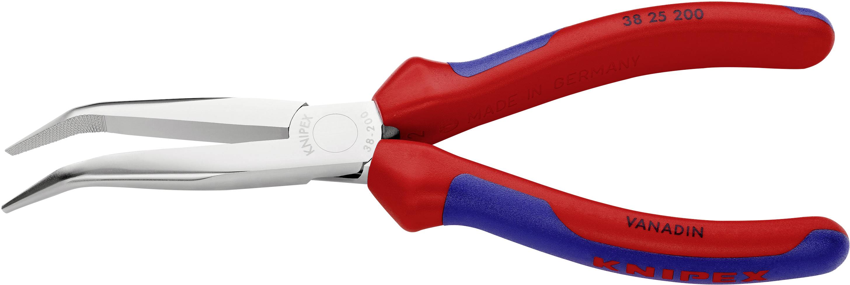 Knipex 38 25 200 Elektronik- u. Feinmechanik Flachrundzange 40° gebogen Vanadium Elektrostahl 200mm