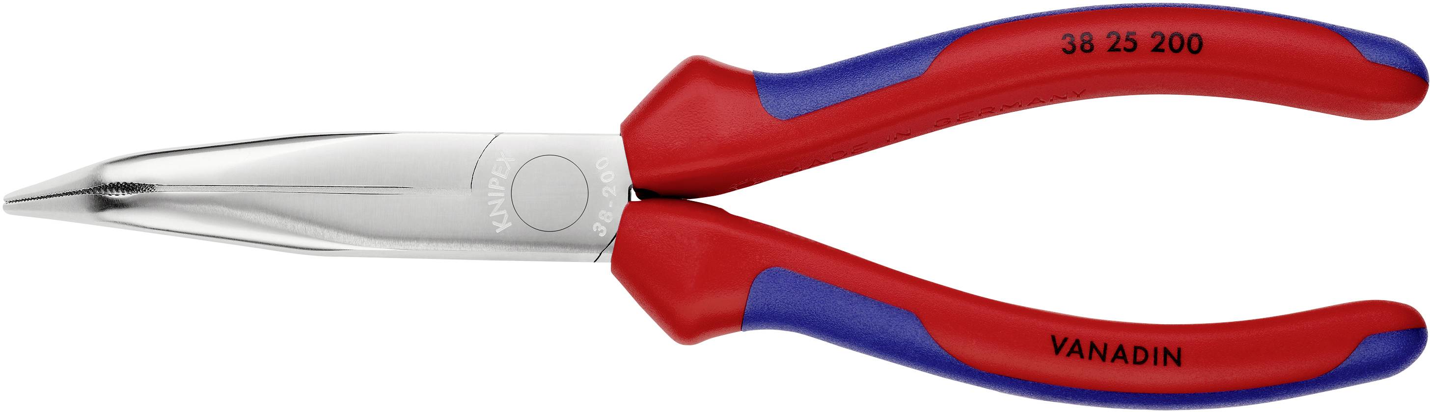 Knipex 38 25 200 Elektronik- u. Feinmechanik Flachrundzange 40° gebogen Vanadium Elektrostahl 200 mm