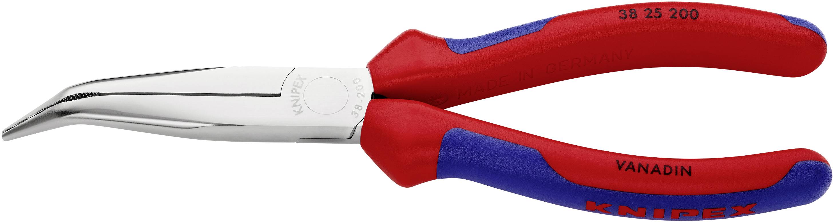 Knipex 38 25 200 Elektronik- u. Feinmechanik Flachrundzange 40° gebogen Vanadium Elektrostahl 200mm