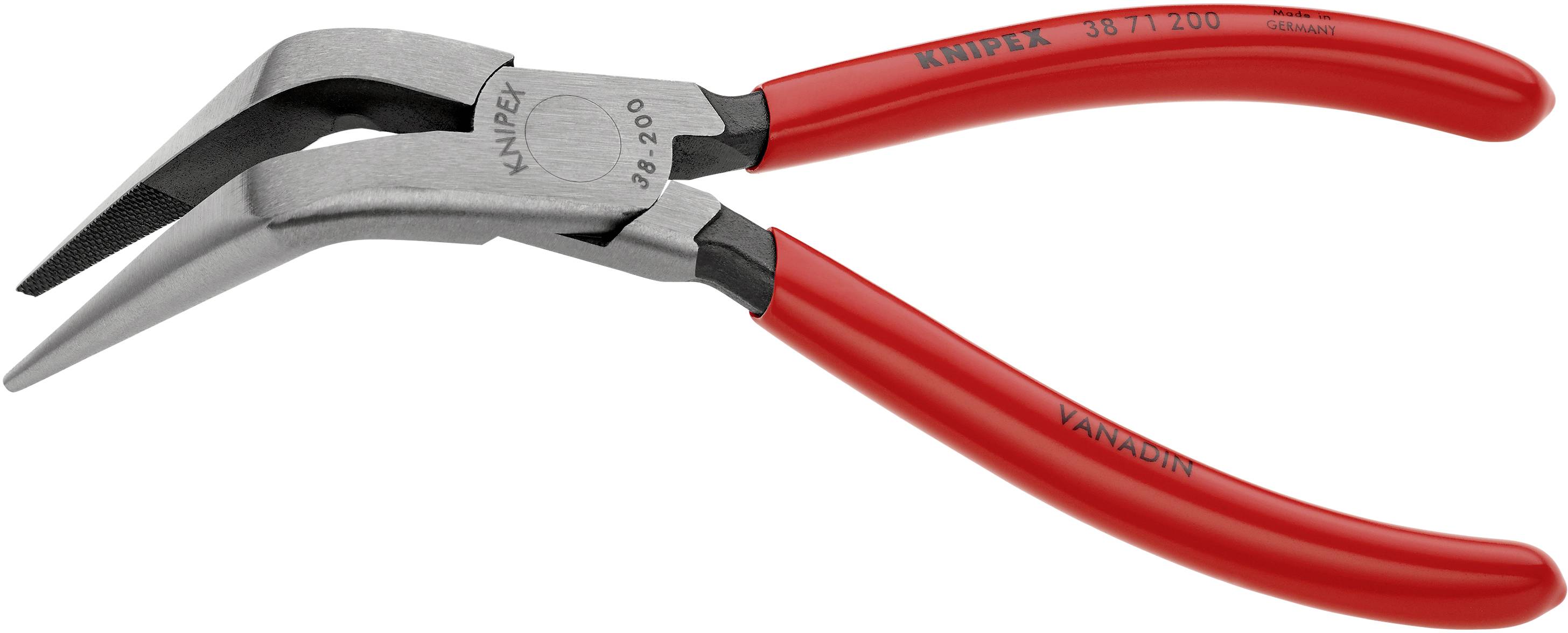 Knipex 38 71 200 Elektronik- u. Feinmechanik Flachrundzange 70° gebogen Vanadium Elektrostahl 200mm