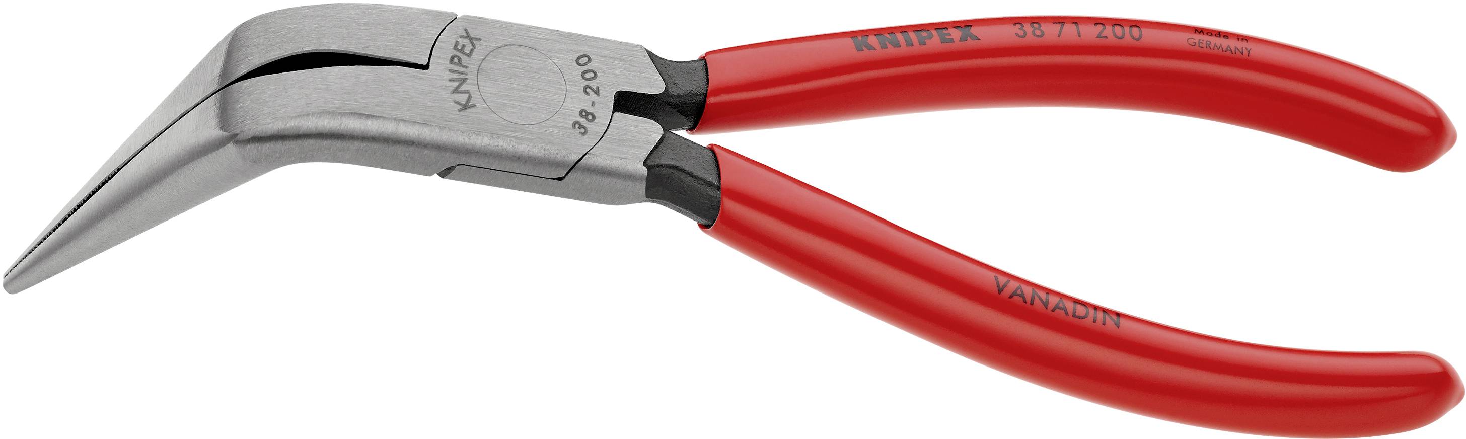 Knipex 38 71 200 Elektronik- u. Feinmechanik Flachrundzange 70° gebogen Vanadium Elektrostahl 200mm