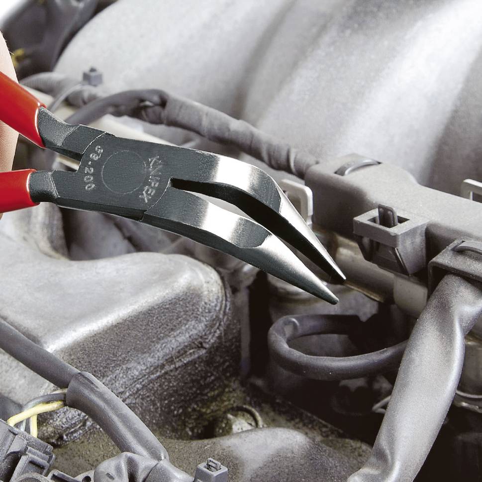 Knipex 38 71 200 Elektronik- u. Feinmechanik Flachrundzange 70° gebogen Vanadium Elektrostahl 200 mm