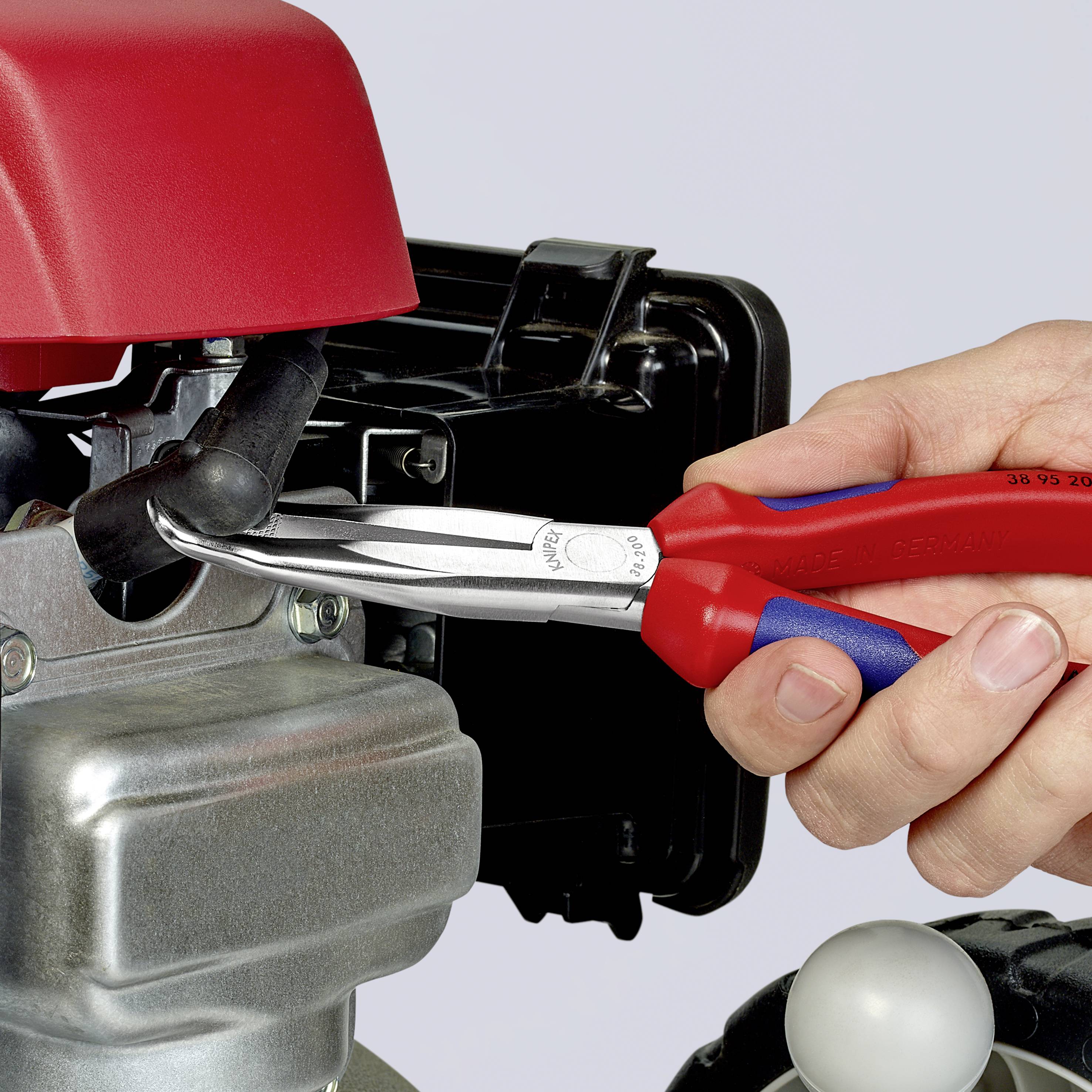 Knipex 38 95 200 Elektronik- u. Feinmechanik Flachrundzange 45° gebogen Vanadium Elektrostahl 200 mm