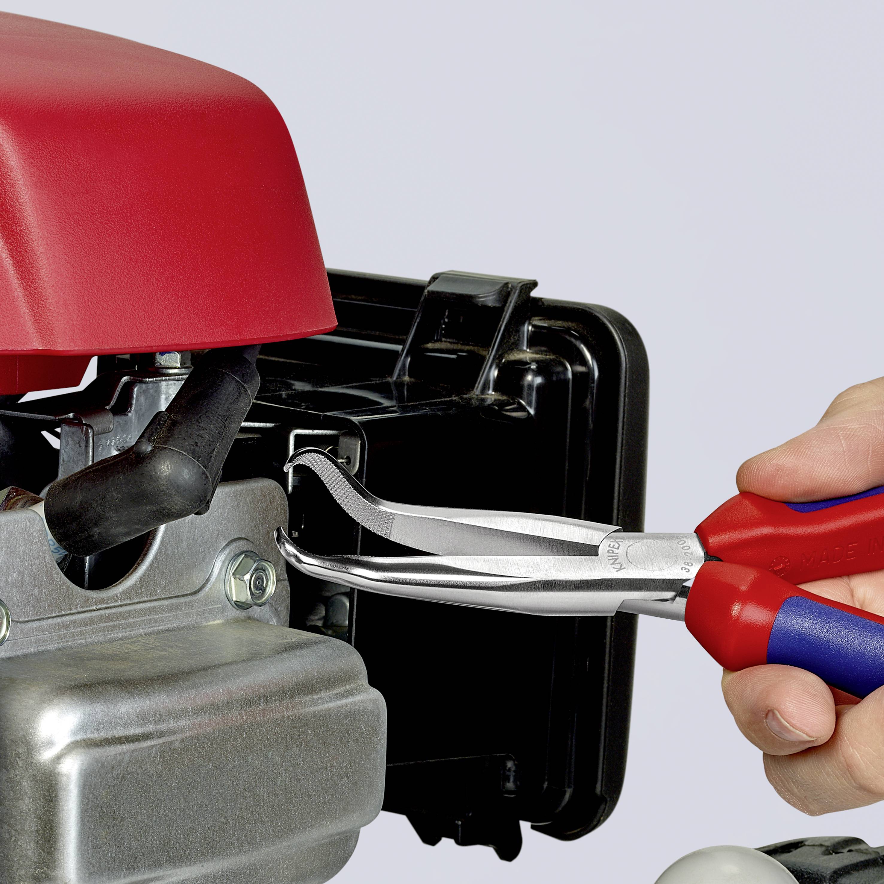 Knipex 38 95 200 Elektronik- u. Feinmechanik Flachrundzange 45° gebogen Vanadium Elektrostahl 200 mm