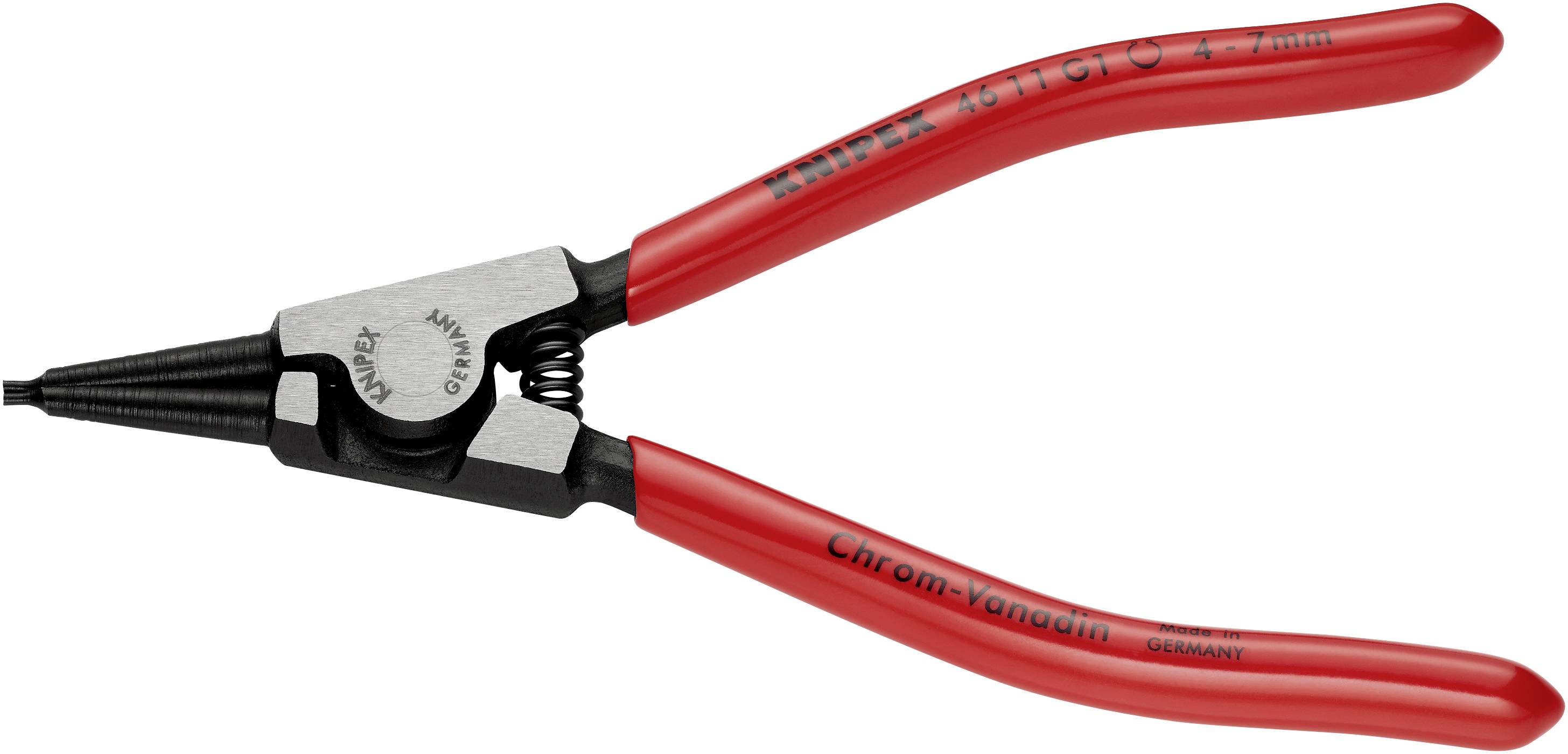 Knipex 46 11 G1 Seegeringzange Passend für (Seegeringzangen) Außenringe 4-7mm Spitzenform (Details) gerade