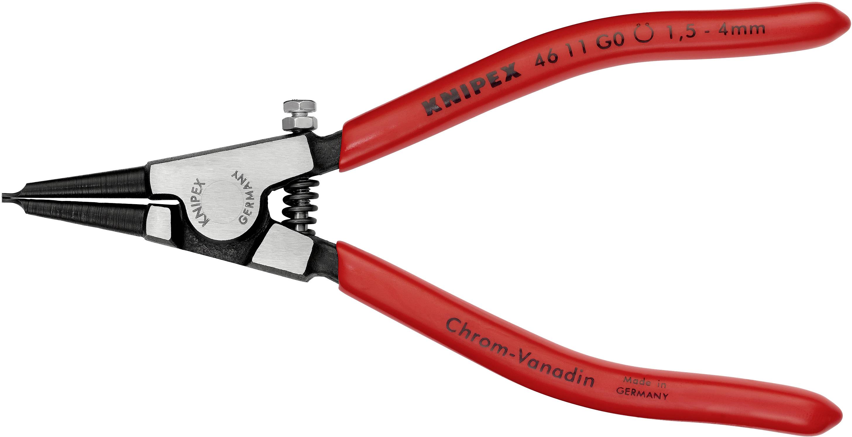 Knipex 46 11 G1 Seegeringzange Passend für (Seegeringzangen) Außenringe 4-7mm Spitzenform (Details) gerade