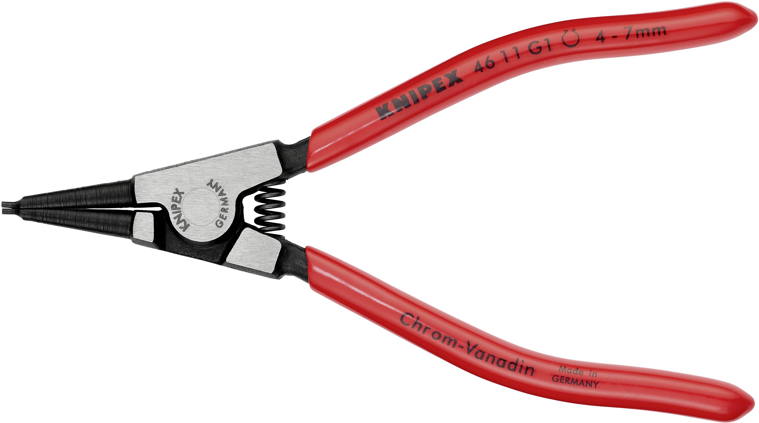 Knipex 46 11 G1 Seegeringzange Passend für (Seegeringzangen) Außenringe 4-7mm Spitzenform (Details) gerade