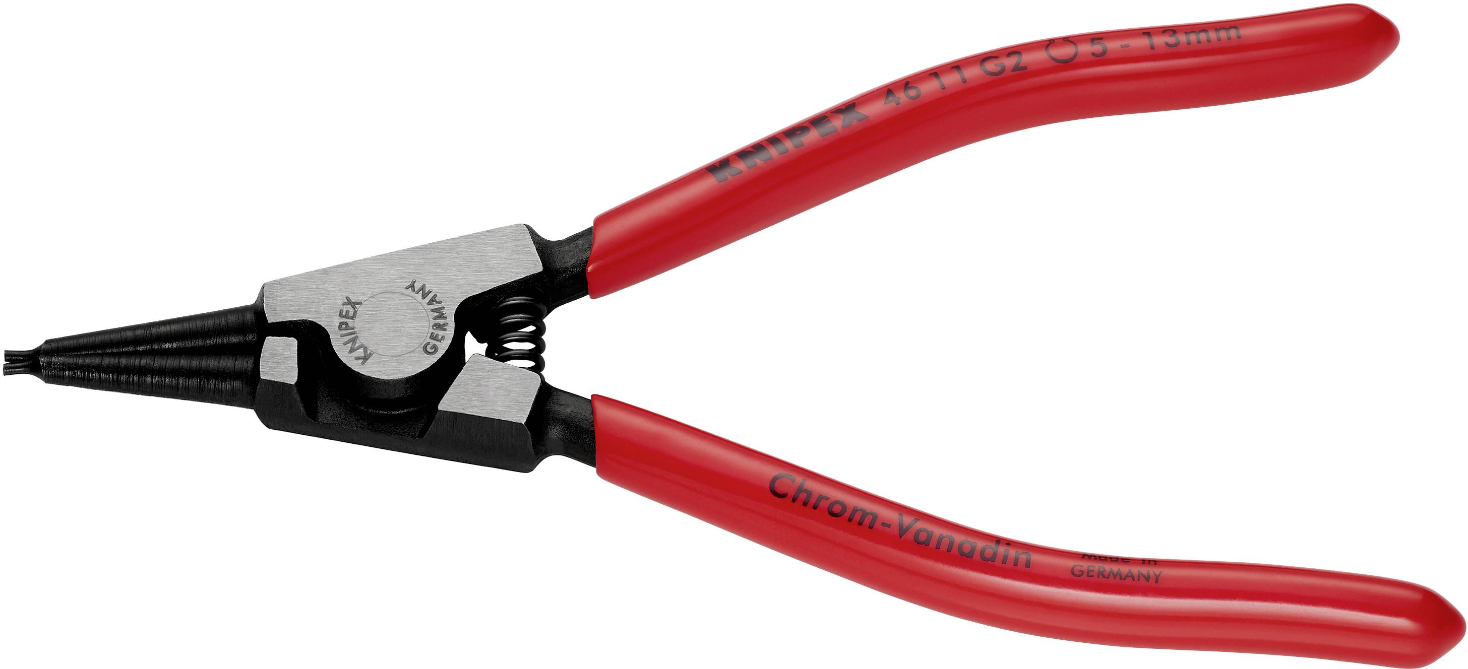 Knipex 46 11 G2 Seegeringzange Passend für (Seegeringzangen) Außenringe 5-13mm Spitzenform (Details) gerade