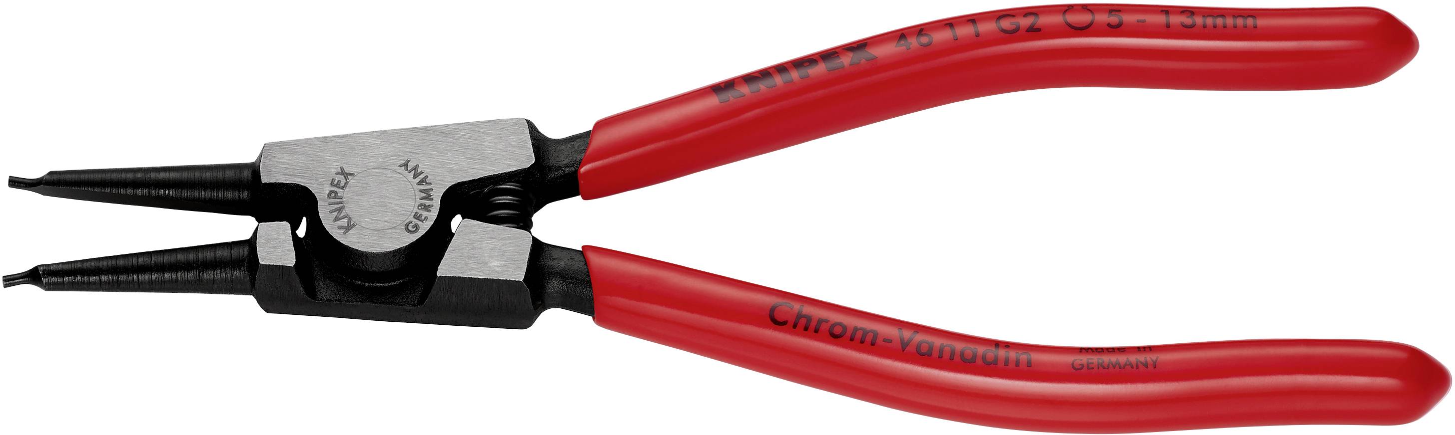 Knipex 46 11 G2 Seegeringzange Passend für (Seegeringzangen) Außenringe 5-13 mm Spitzenform (Details) gerade