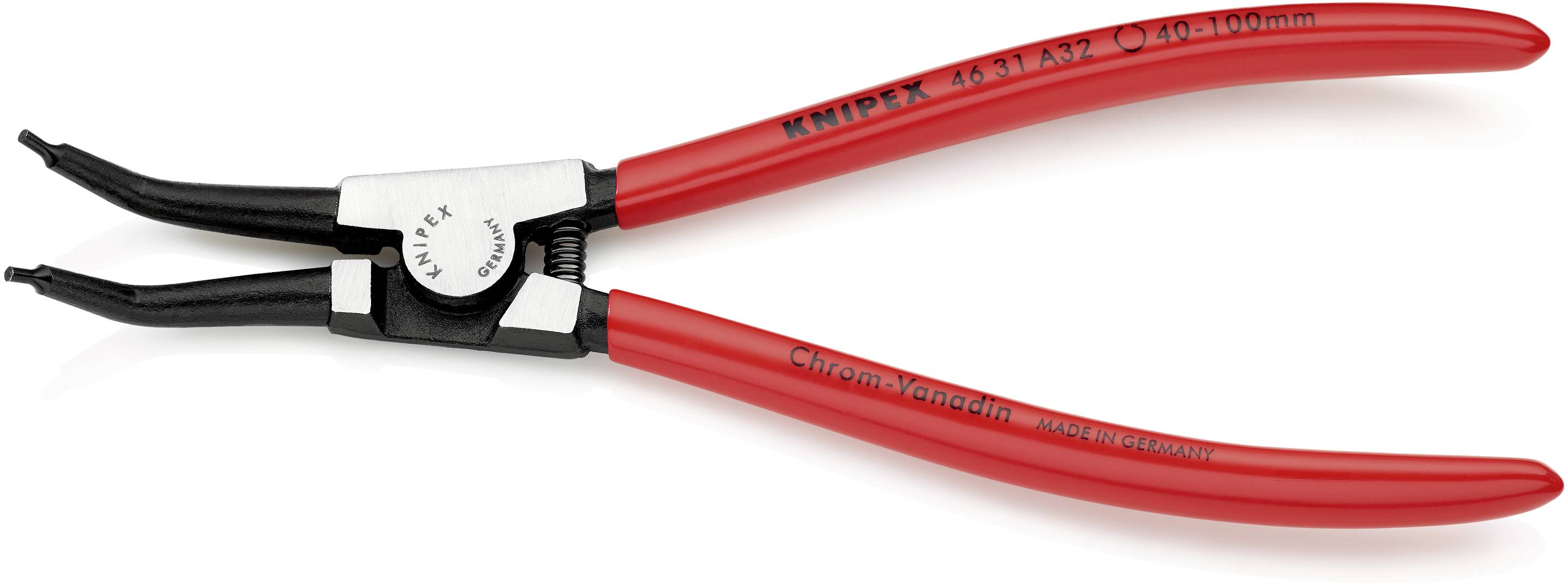 Knipex 46 31 A32 Seegeringzange Passend für (Seegeringzangen) Außenringe 40-100mm Spitzenform (Details) abgewinkelt 45°