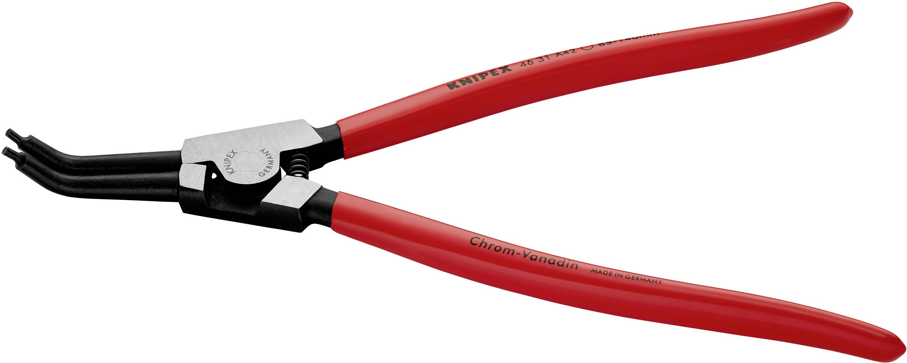 Knipex 46 31 A42 Seegeringzange Passend für (Seegeringzangen) Außenringe 85-140mm Spitzenform (Details) abgewinkelt 45°