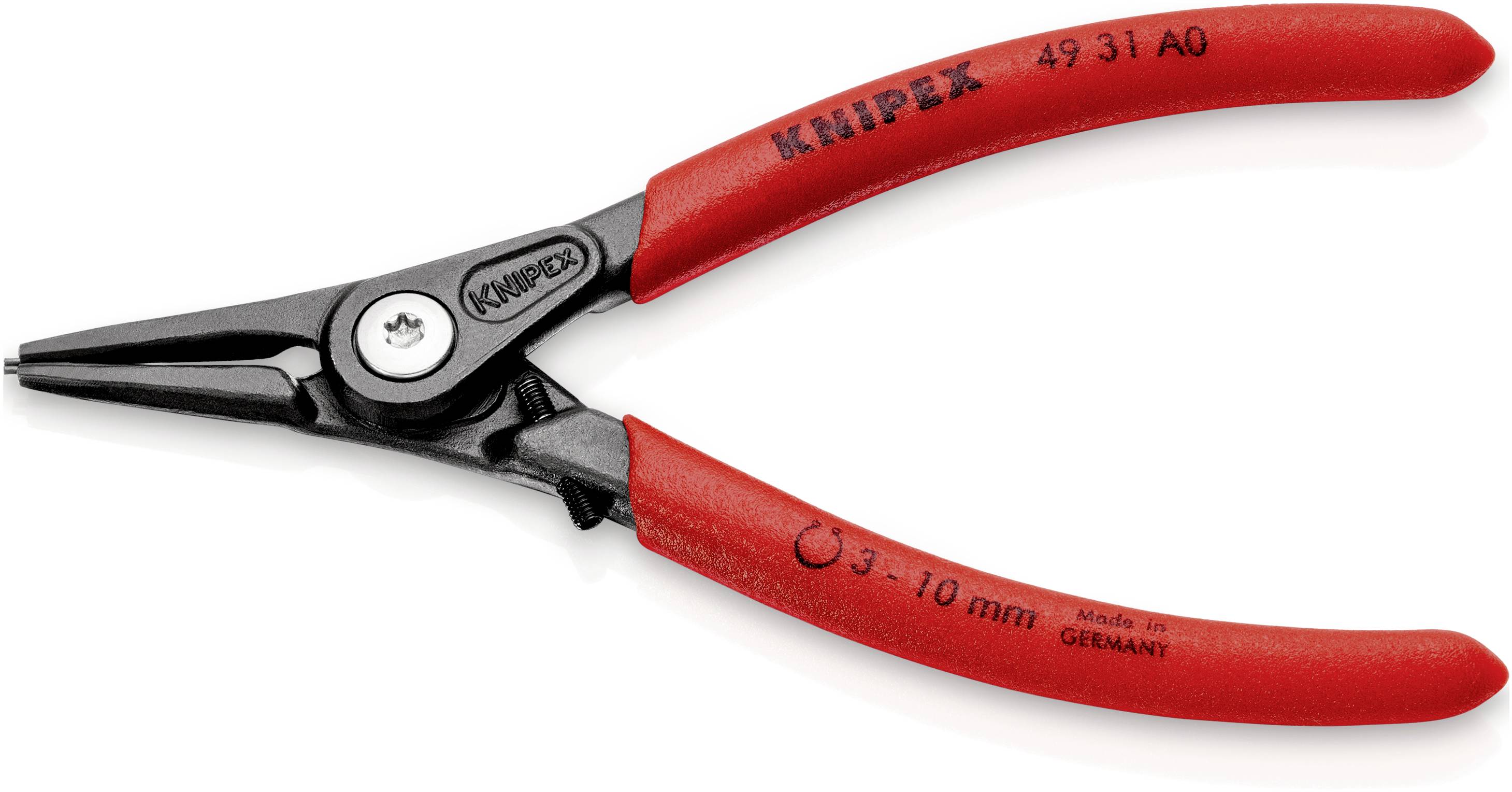Knipex 49 31 A0 Seegeringzange Passend für (Seegeringzangen) Außenringe 3-10mm Spitzenform (Details) gerade