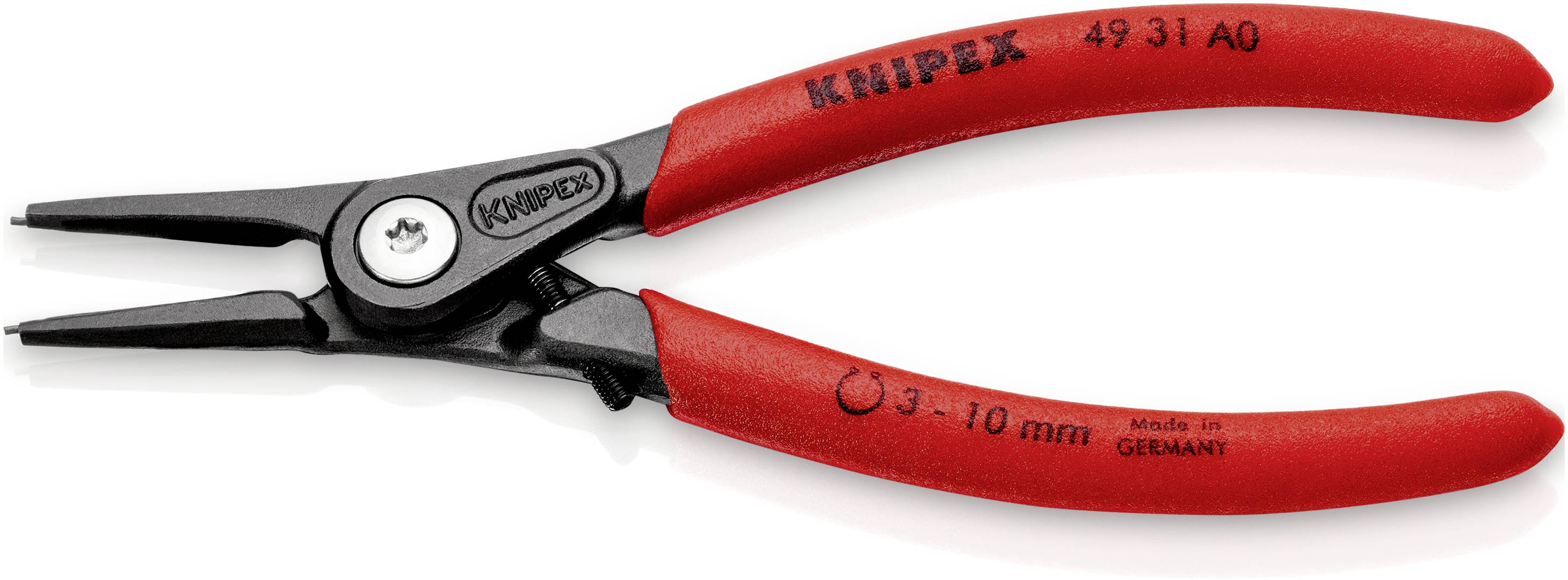 Knipex 49 31 A0 Seegeringzange Passend für (Seegeringzangen) Außenringe 3-10mm Spitzenform (Details) gerade