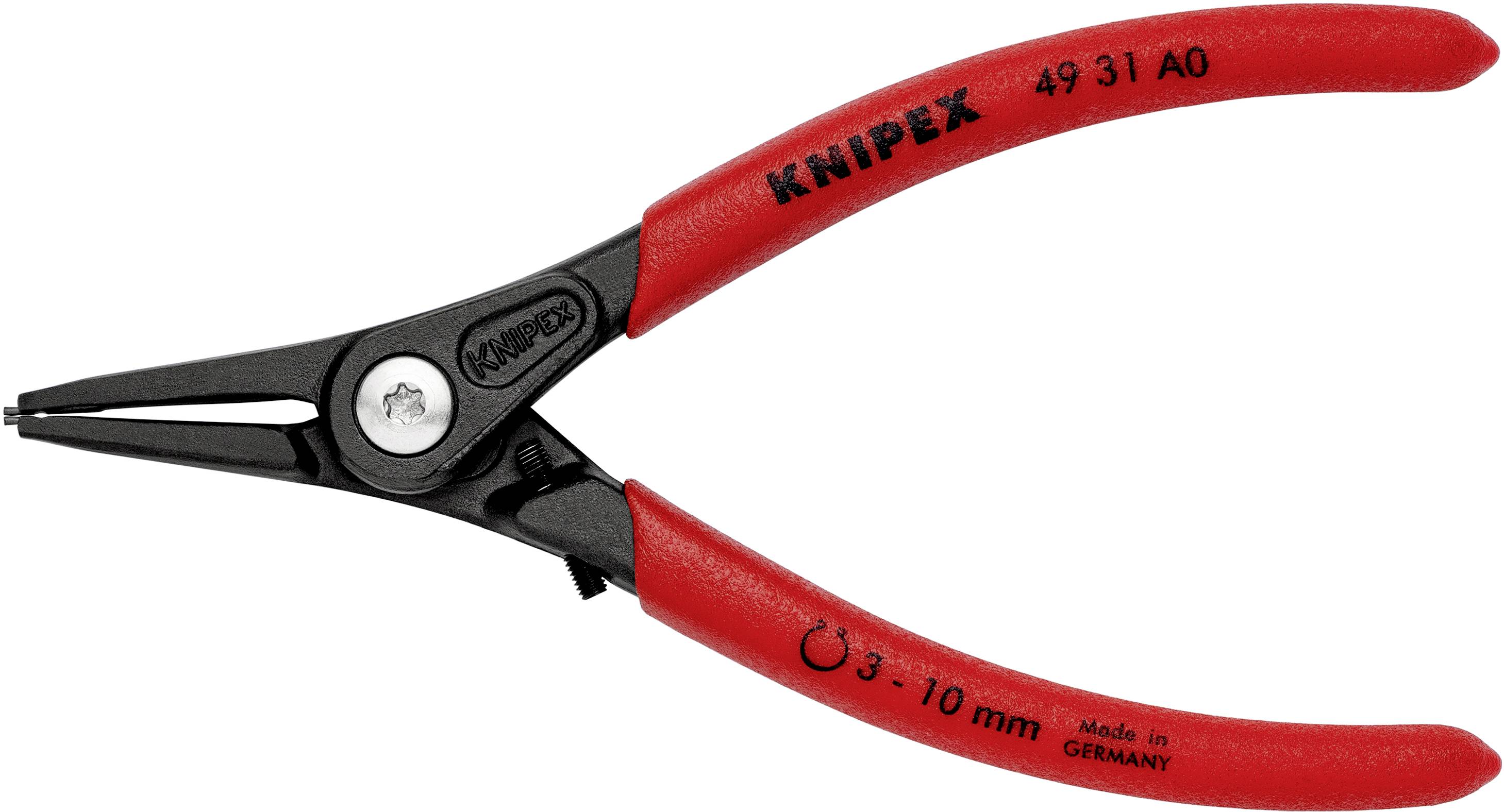 Knipex 49 31 A0 Seegeringzange Passend für (Seegeringzangen) Außenringe 3-10 mm Spitzenform (Details) gerade