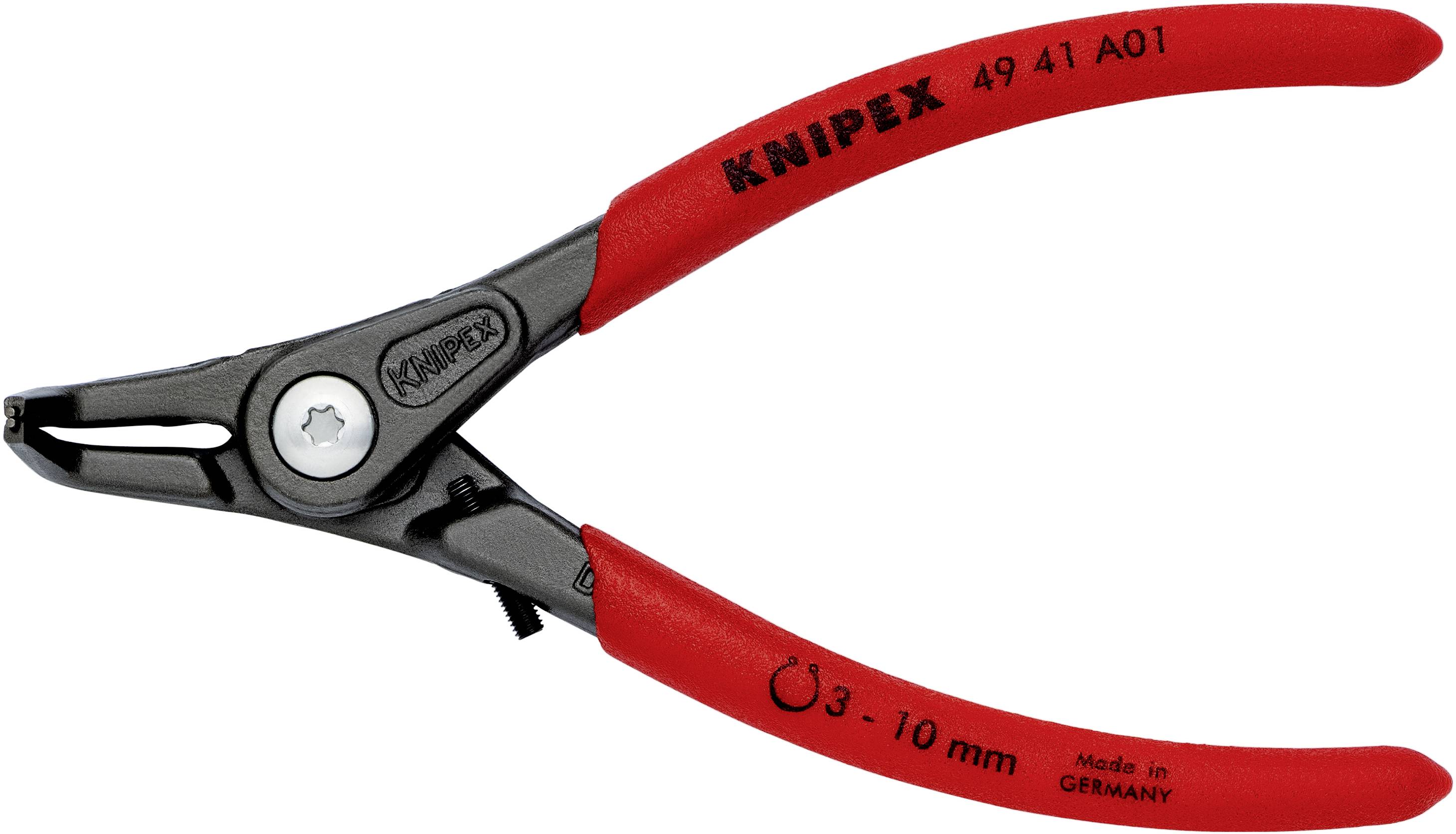 Knipex 49 41 A01 Seegeringzange Passend für (Seegeringzangen) Außenringe 3-10mm Spitzenform (Details) abgewinkelt 90°, gerade