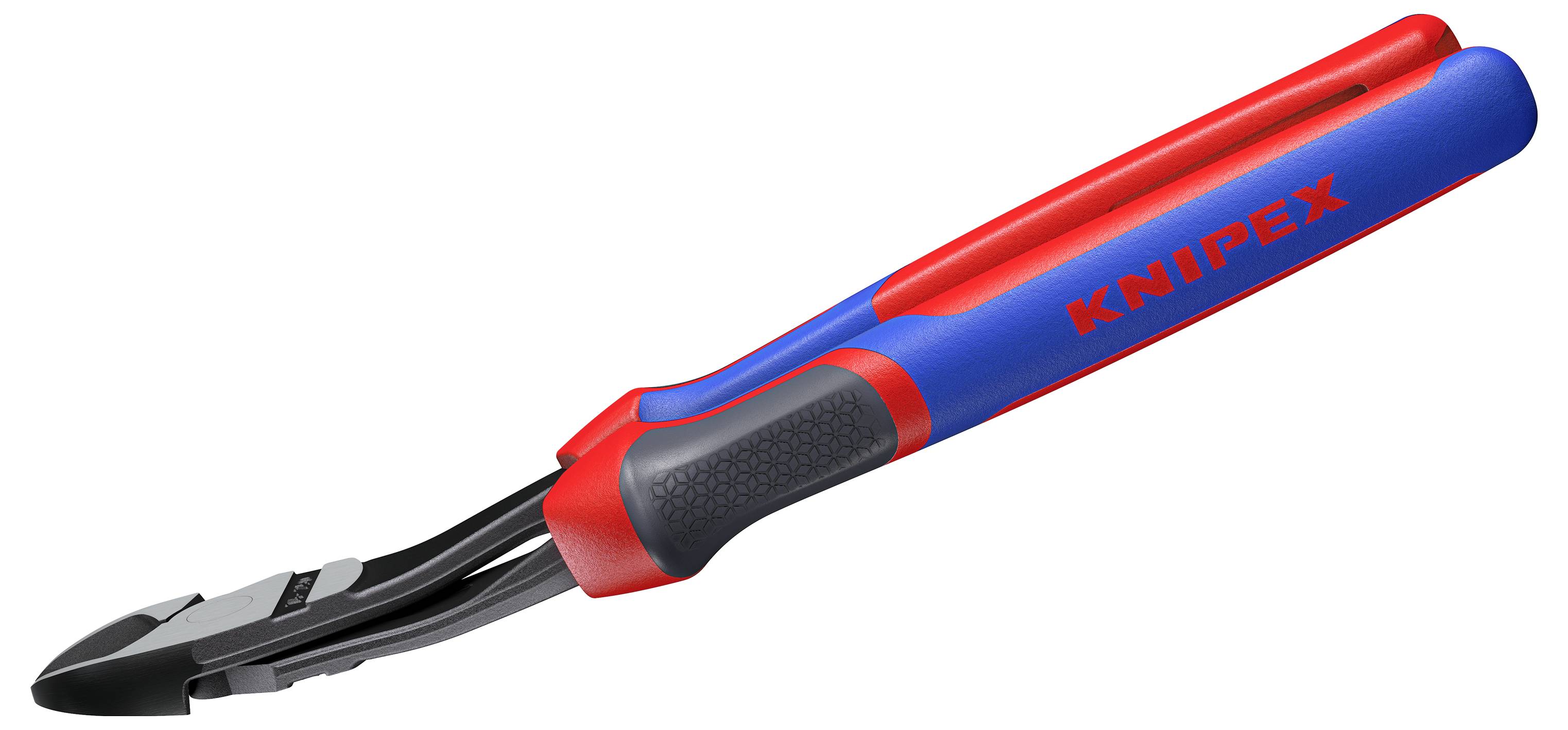 Ein Paar Knipex Seitenschneider mit roten und blauen Gummigriffschalen, entwickelt zum Schneiden von Drähten und Kabeln.
