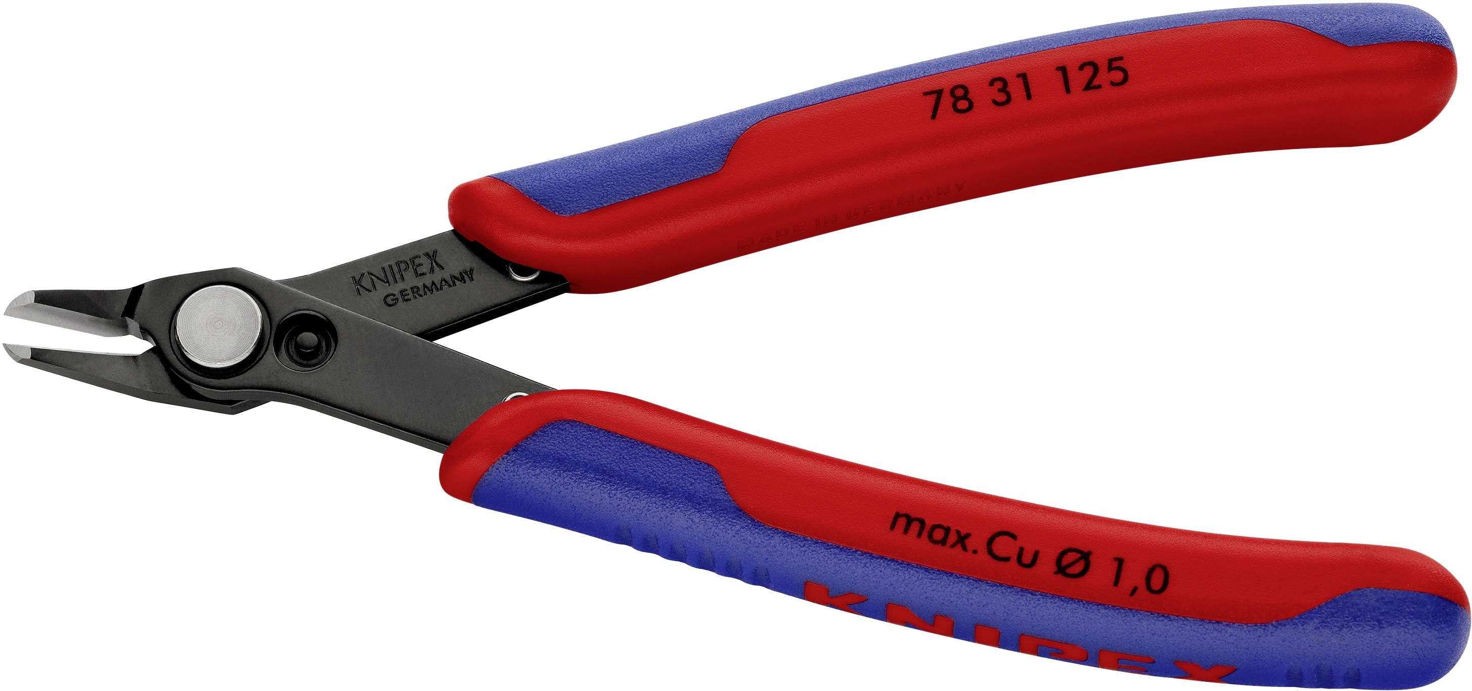 Seitenschneider mit rot-blauem Griff, Modellnummer 78 31 125, geeignet für max. Cu Ø 1,0. Ideal für präzise Schneidarbeiten.