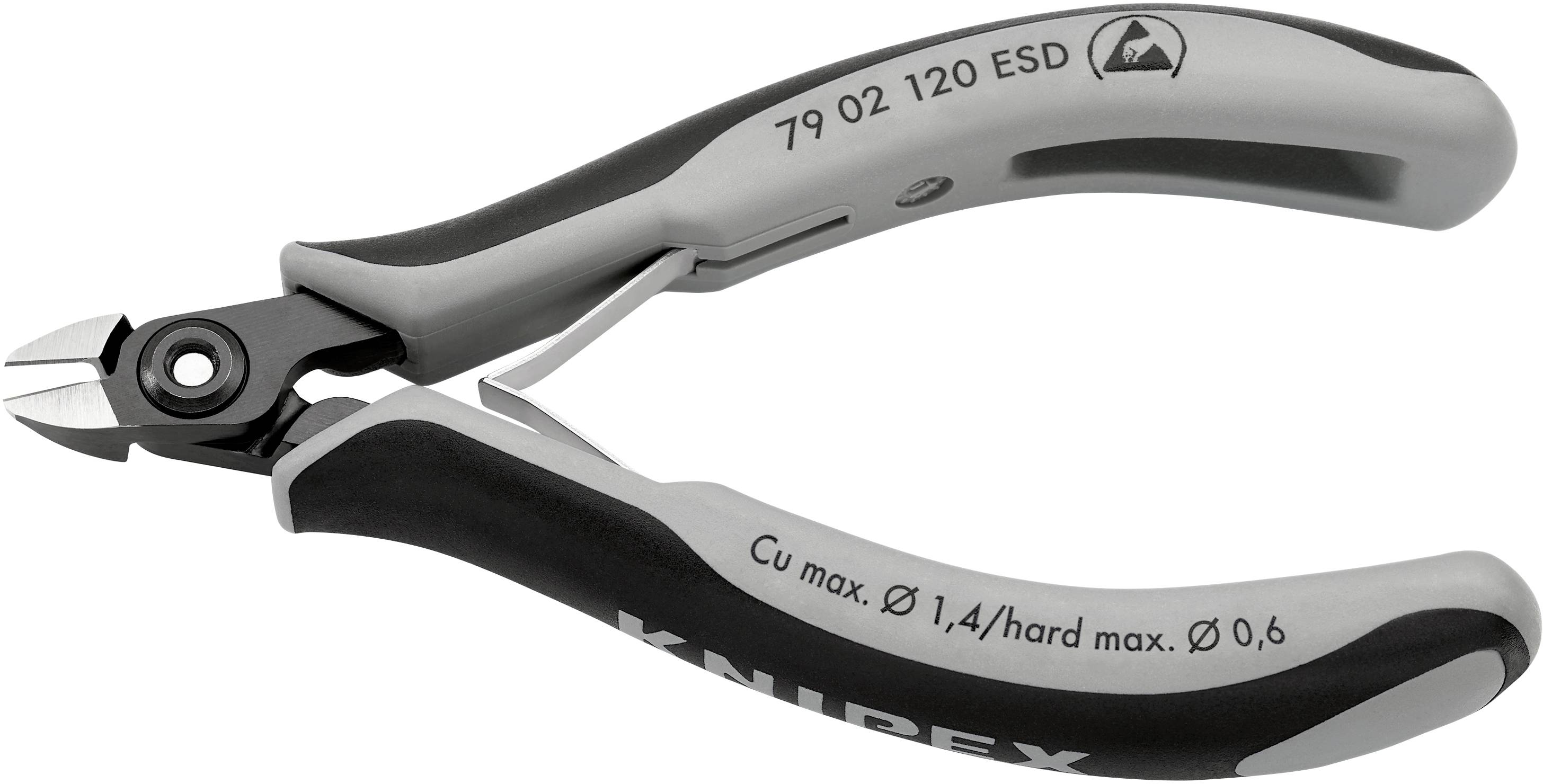 Eine Kabelzange mit ergonomischen Griffen, geeignet für Kupferdrähte bis 1,4 mm Durchmesser.