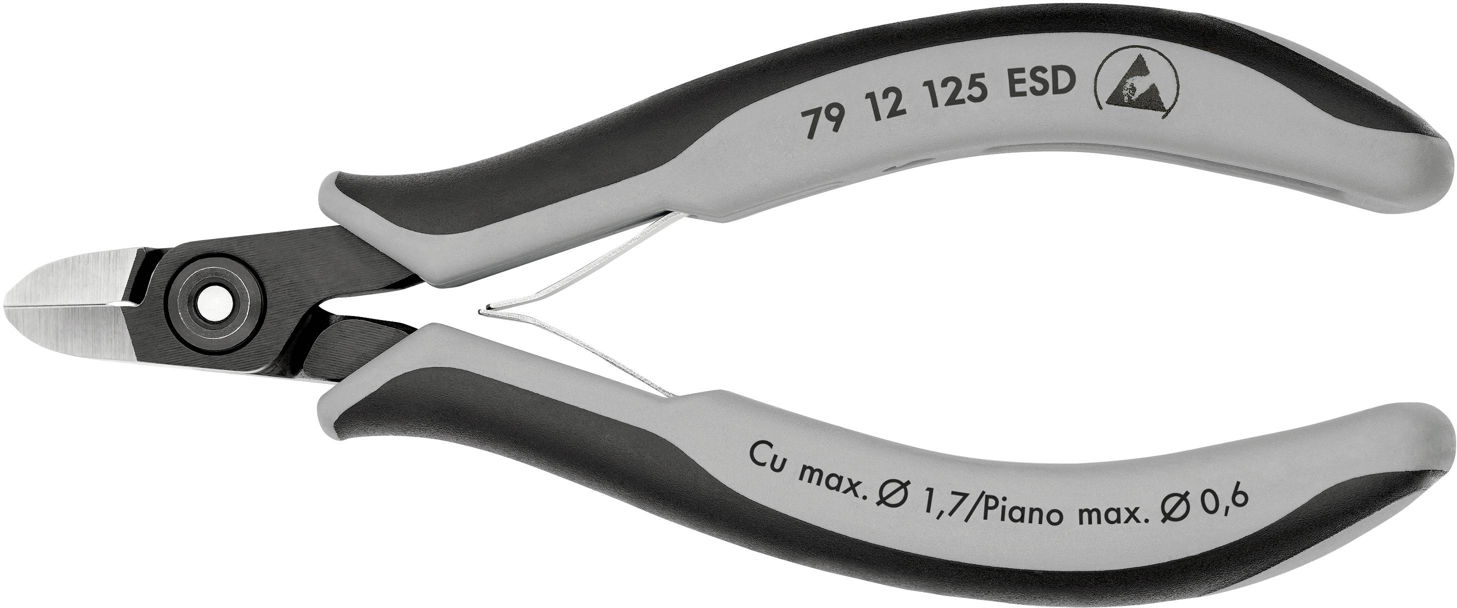 Seitenschneider mit Kunststoffgriffen, Modell '79 12 125 ESD', geeignet für Kupferdrähte bis 1,7 mm und Pianodraht bis 0,6 mm.