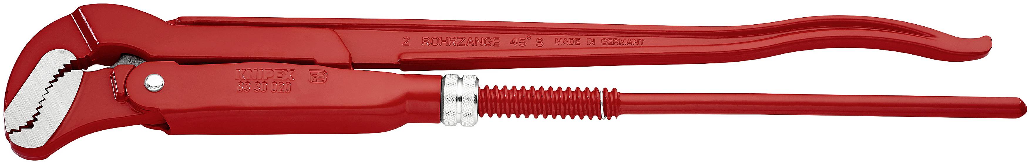 Rote Rohrzange mit verstellbarem Kiefer, geeignet für Rohrinstallationen und -reparaturen.