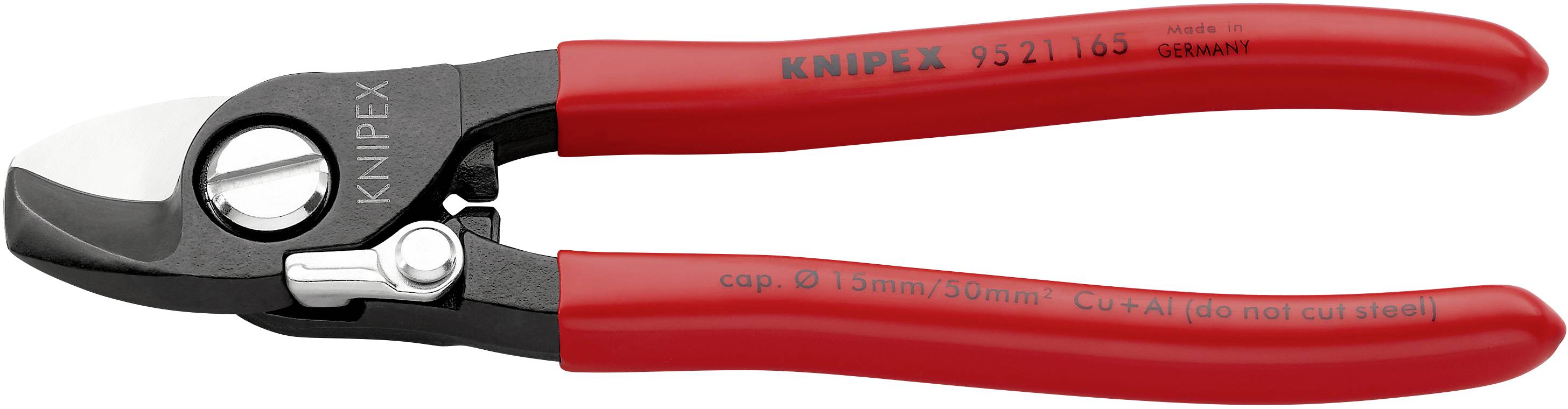 Knipex 95 21 165 Kabelschere Geeignet für (Abisoliertechnik) Alu- und Kupferkabel, ein- und mehrdrähtig 15 mm 50 mm²