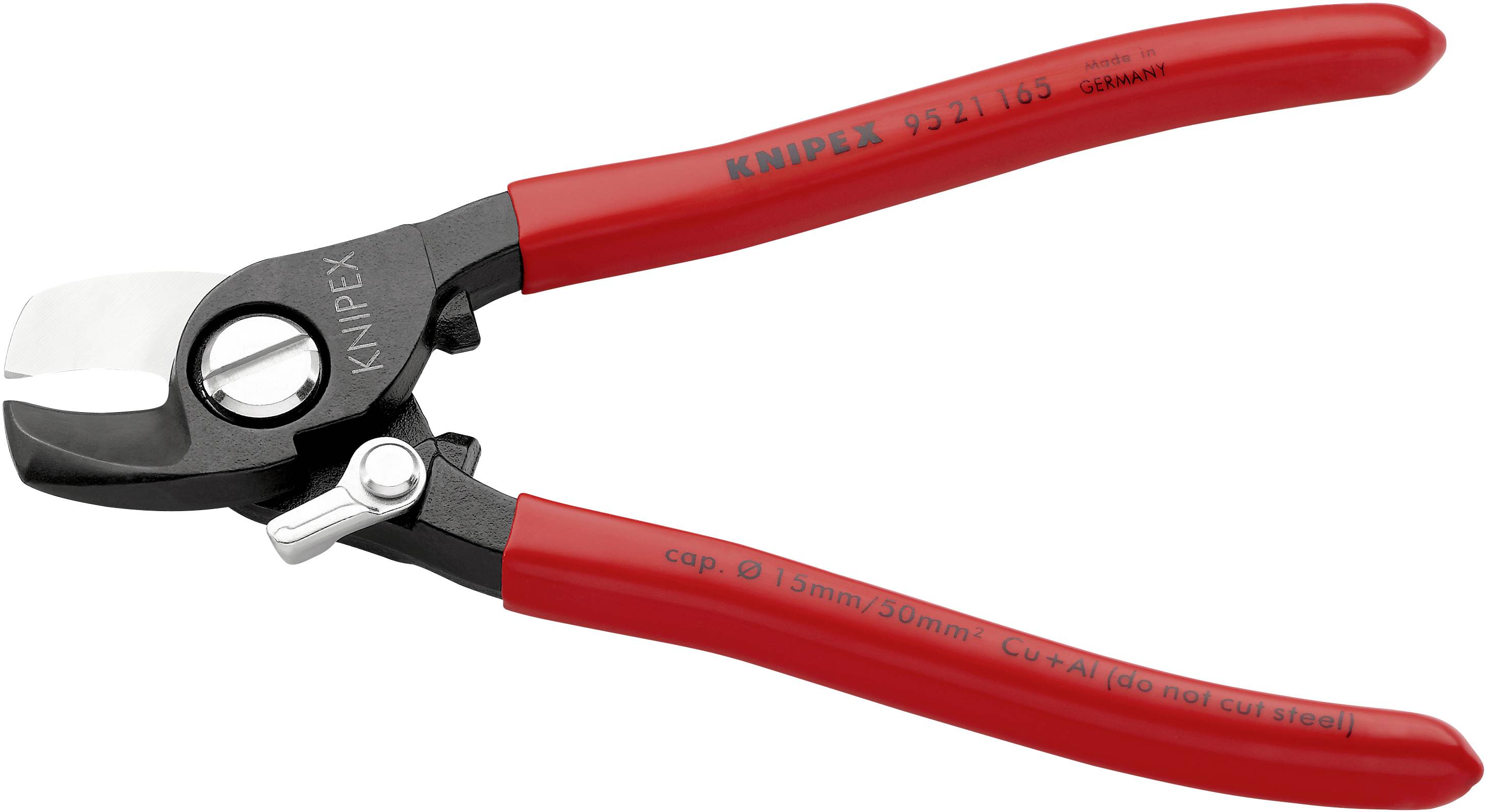 Knipex 95 21 165 Kabelschere Geeignet für (Abisoliertechnik) Alu- und Kupferkabel, ein- und mehrdrähtig 15 mm 50 mm²