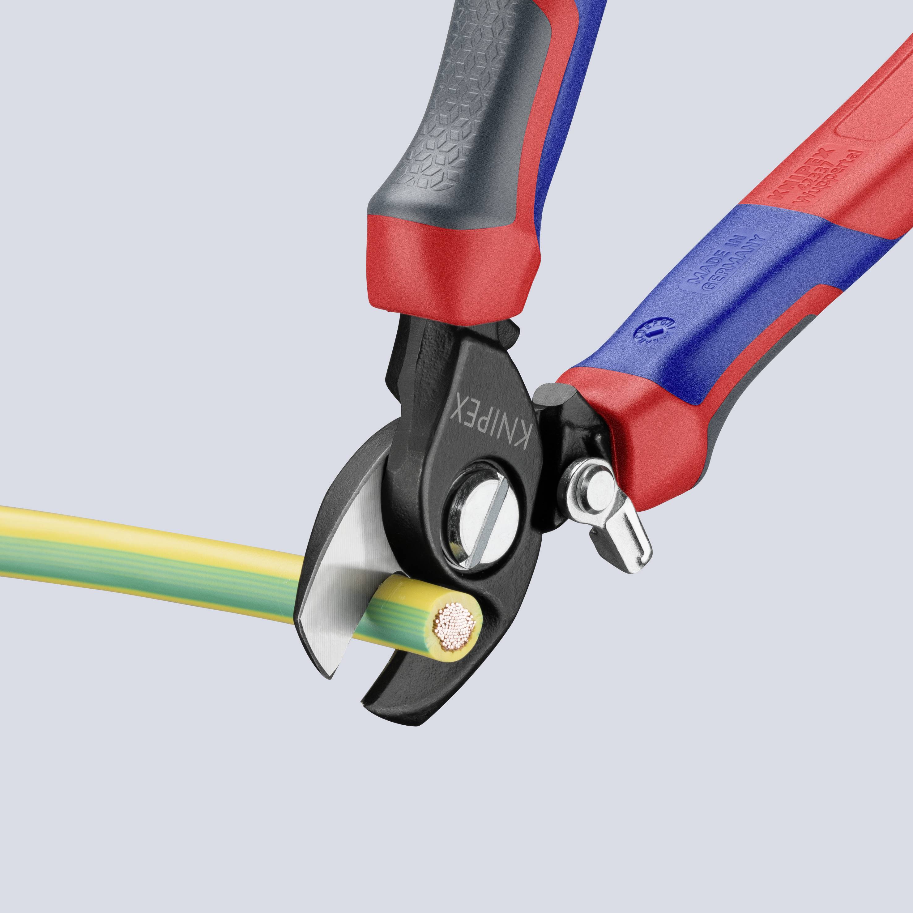 Knipex 95 22 165 Kabelschere Geeignet für (Abisoliertechnik) Alu- und Kupferkabel, ein- und mehrdrähtig 15 mm 50 mm² 0