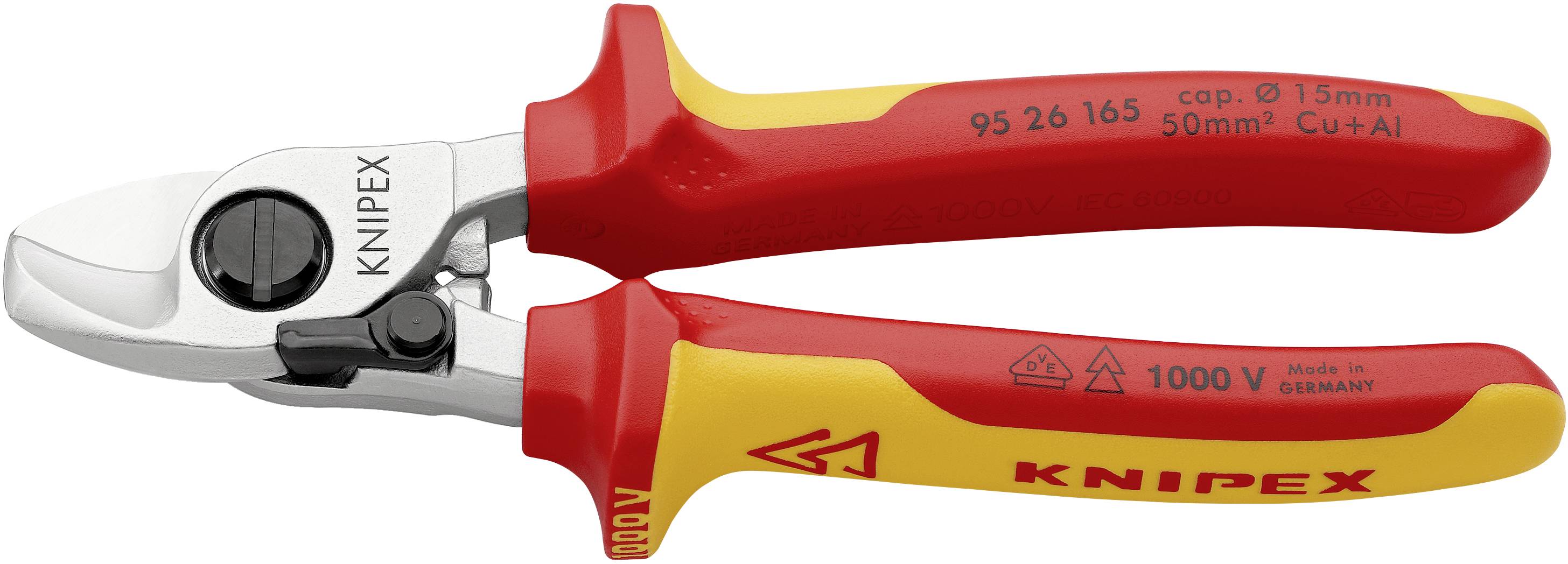 Knipex 95 26 165 Kabelschere Geeignet für (Abisoliertechnik) Alu- und Kupferkabel, ein- und mehrdrä