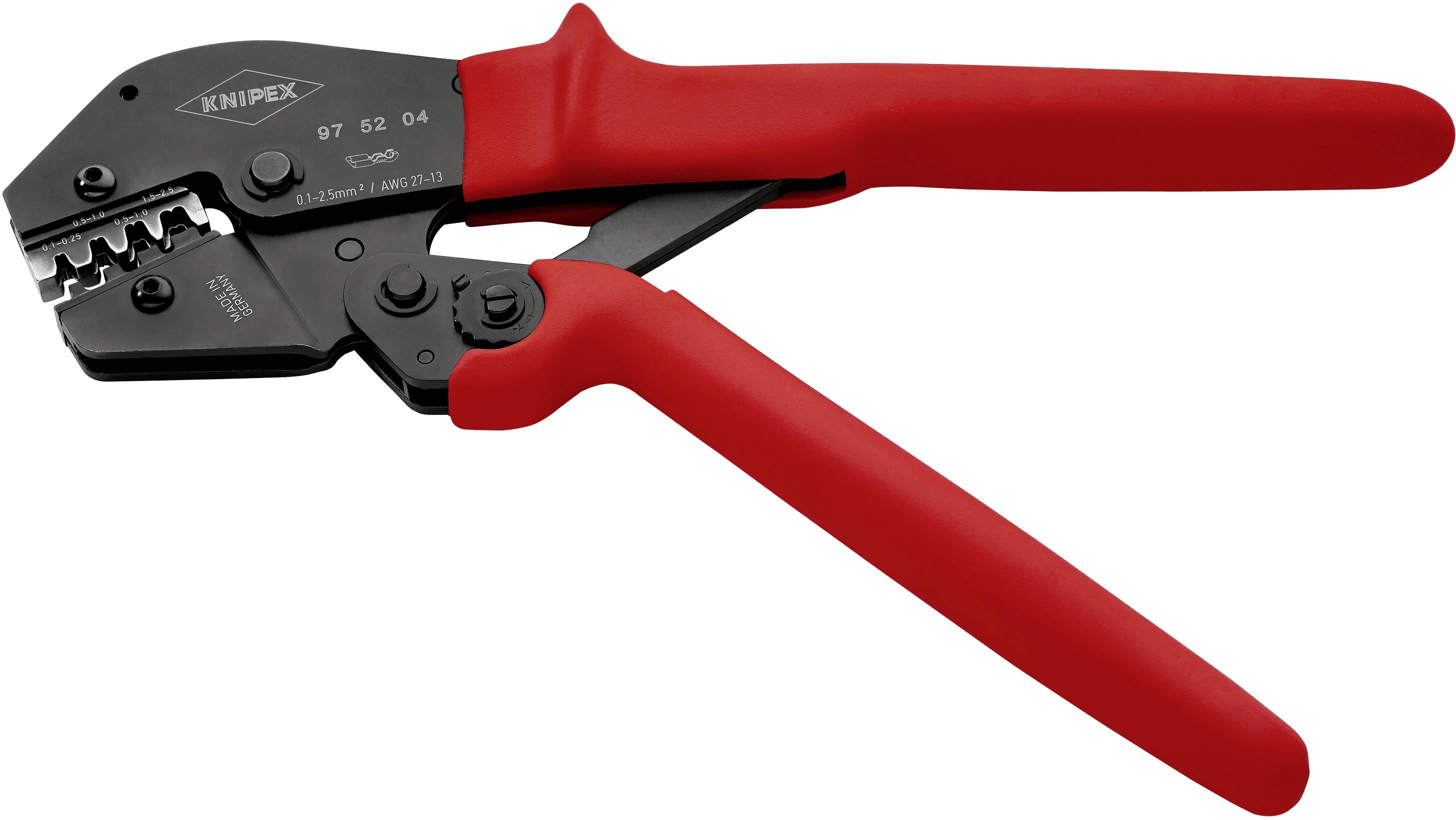 Knipex 97 52 04 Crimpzange Unisolierte, offene Steckverbinder 0.1 bis 2.5mm²