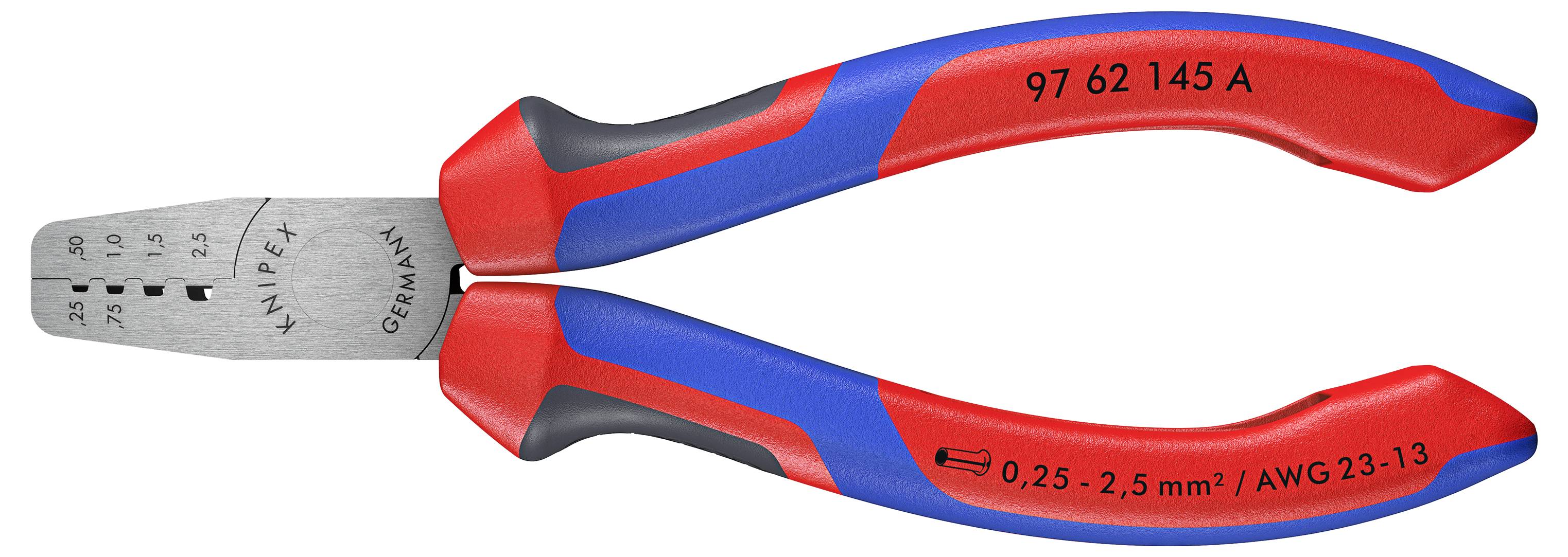 Knipex 97 62 145A Crimpzange Aderendhülsen 0.25 bis 2.5mm²