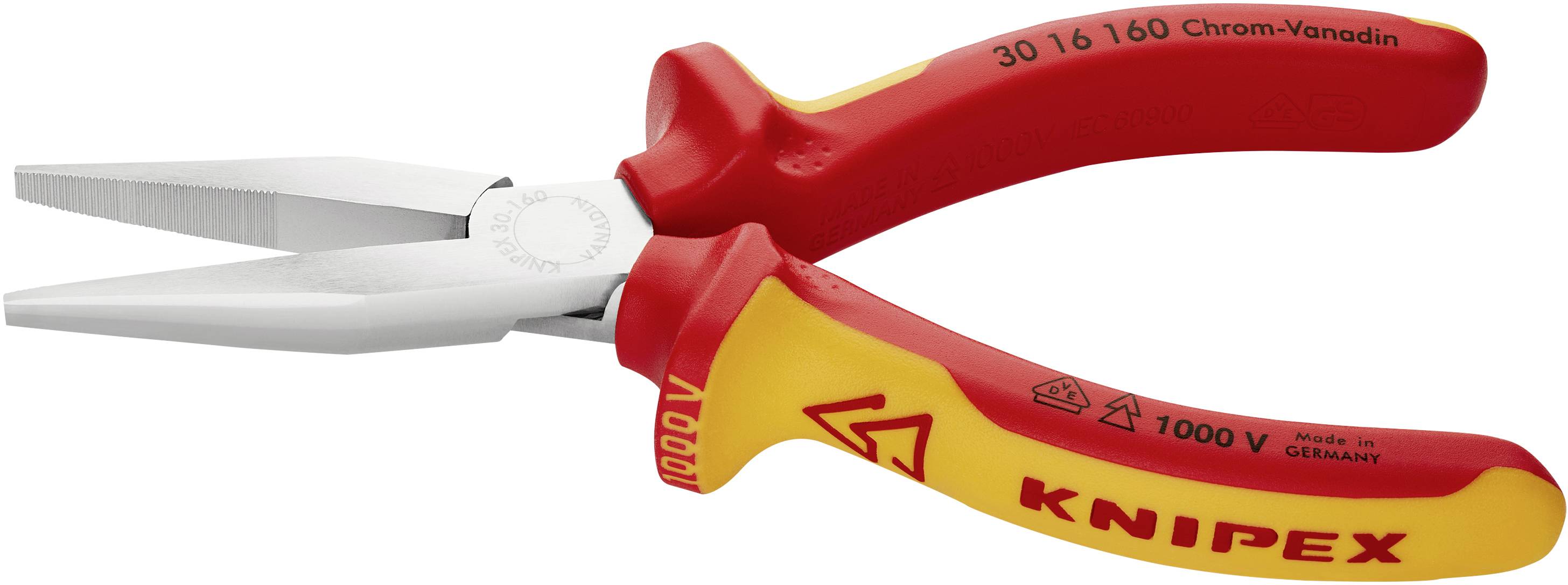 Knipex 30 16 160 VDE Flachzange Gerade Chrom-Vanadium Elektrostahl 160 mm