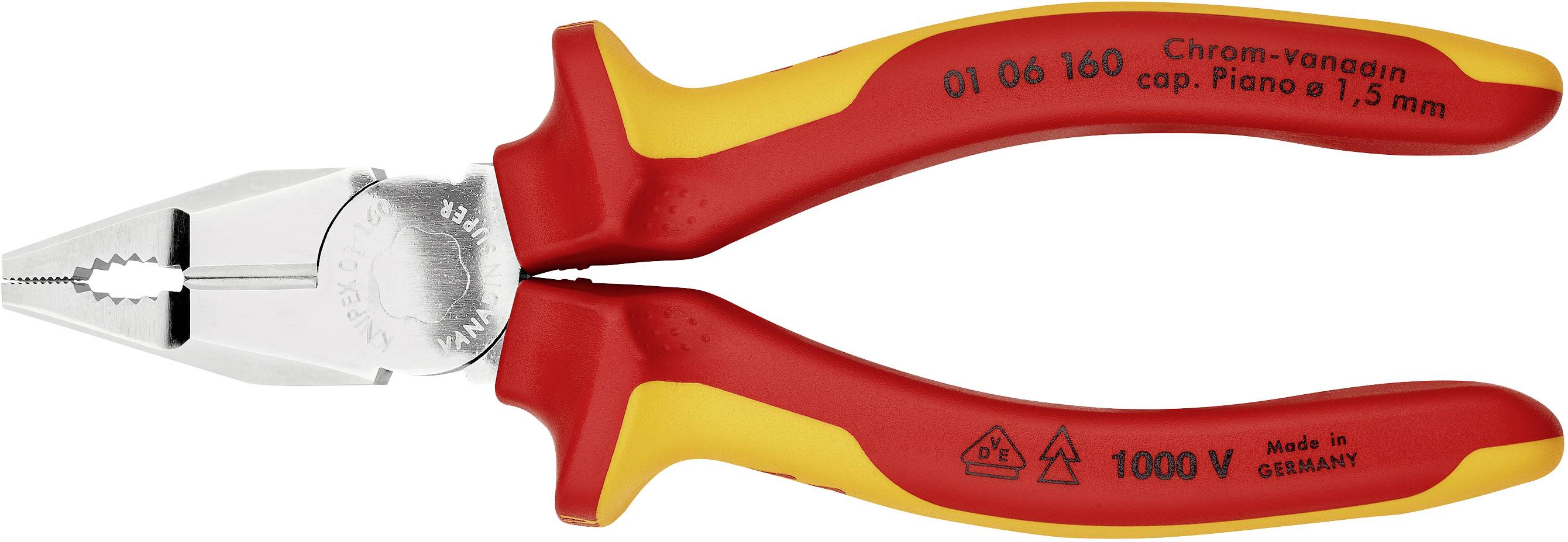 Knipex 01 06 160 VDE Kombizange 160mm DIN EN 60900, DIN ISO 5746