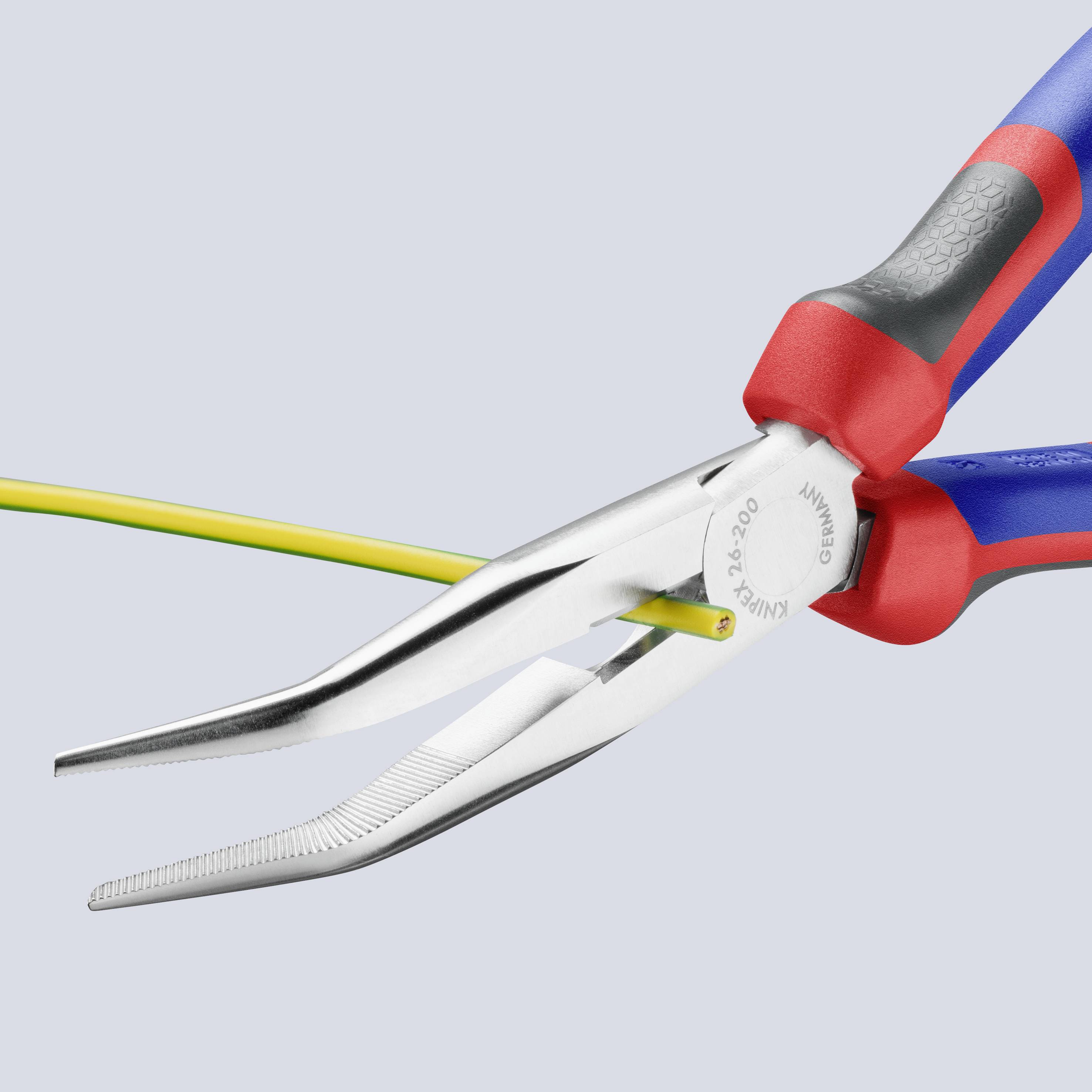 Knipex 26 25 200 Elektronik- u. Feinmechanik Flachrundzange 40° gebogen Vanadium Elektrostahl 200 mm
