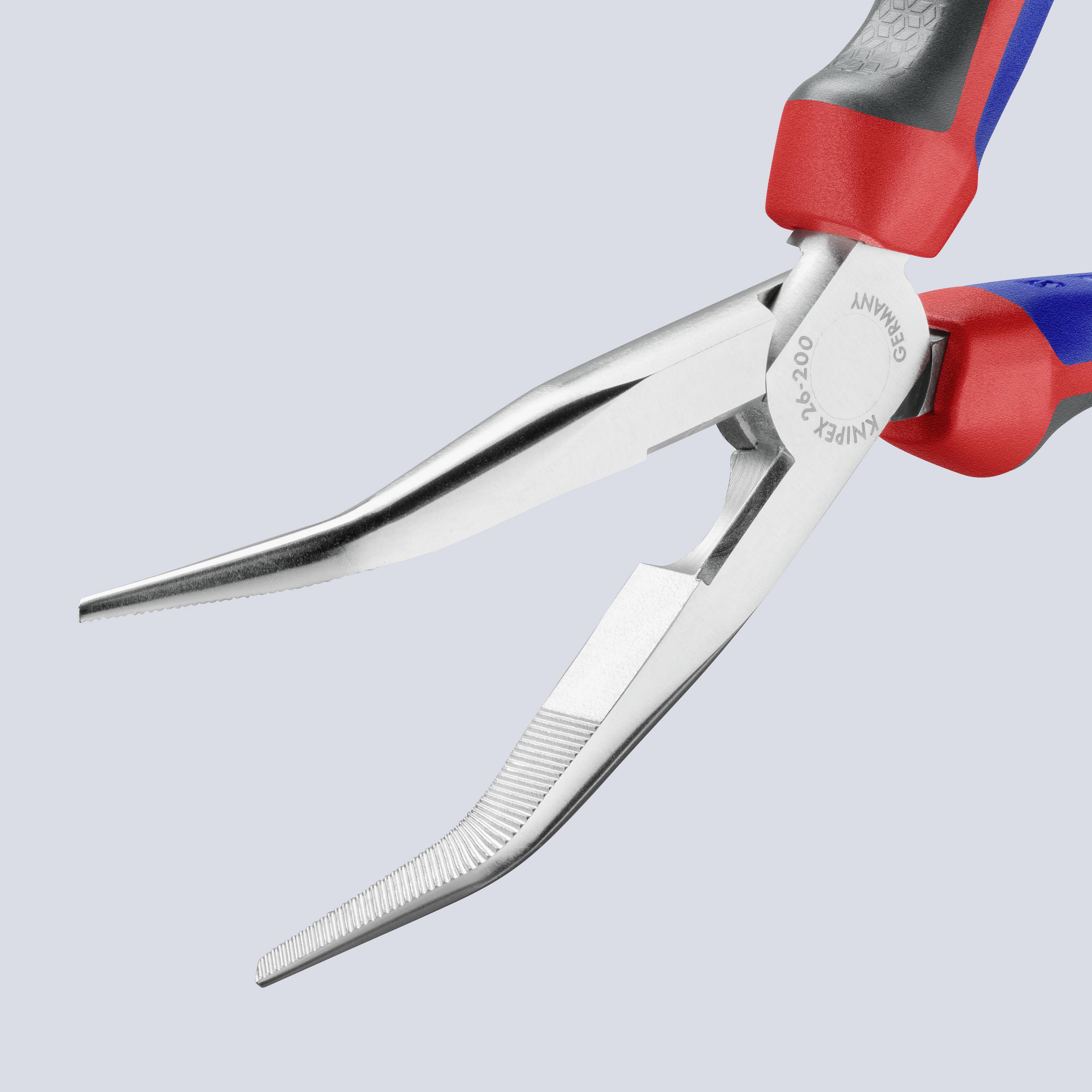 Knipex 26 25 200 Elektronik- u. Feinmechanik Flachrundzange 40° gebogen Vanadium Elektrostahl 200mm
