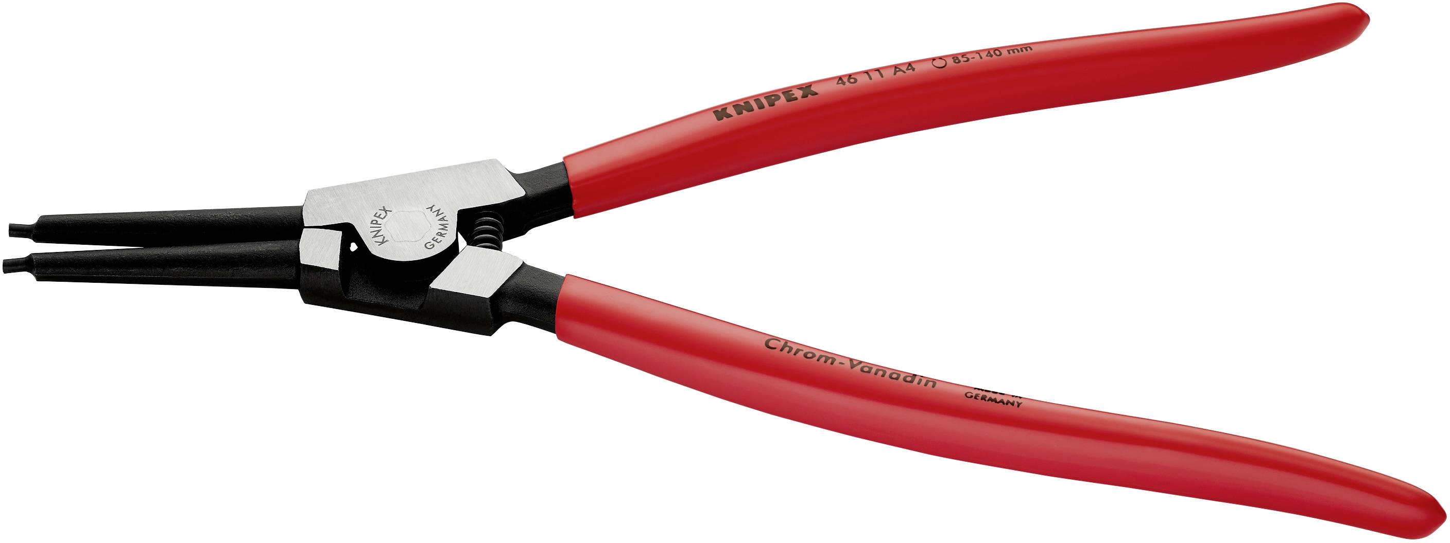 Knipex 46 11 A4 Seegeringzange Passend für (Seegeringzangen) Außenringe 85-140 mm Spitzenform (Details) gerade