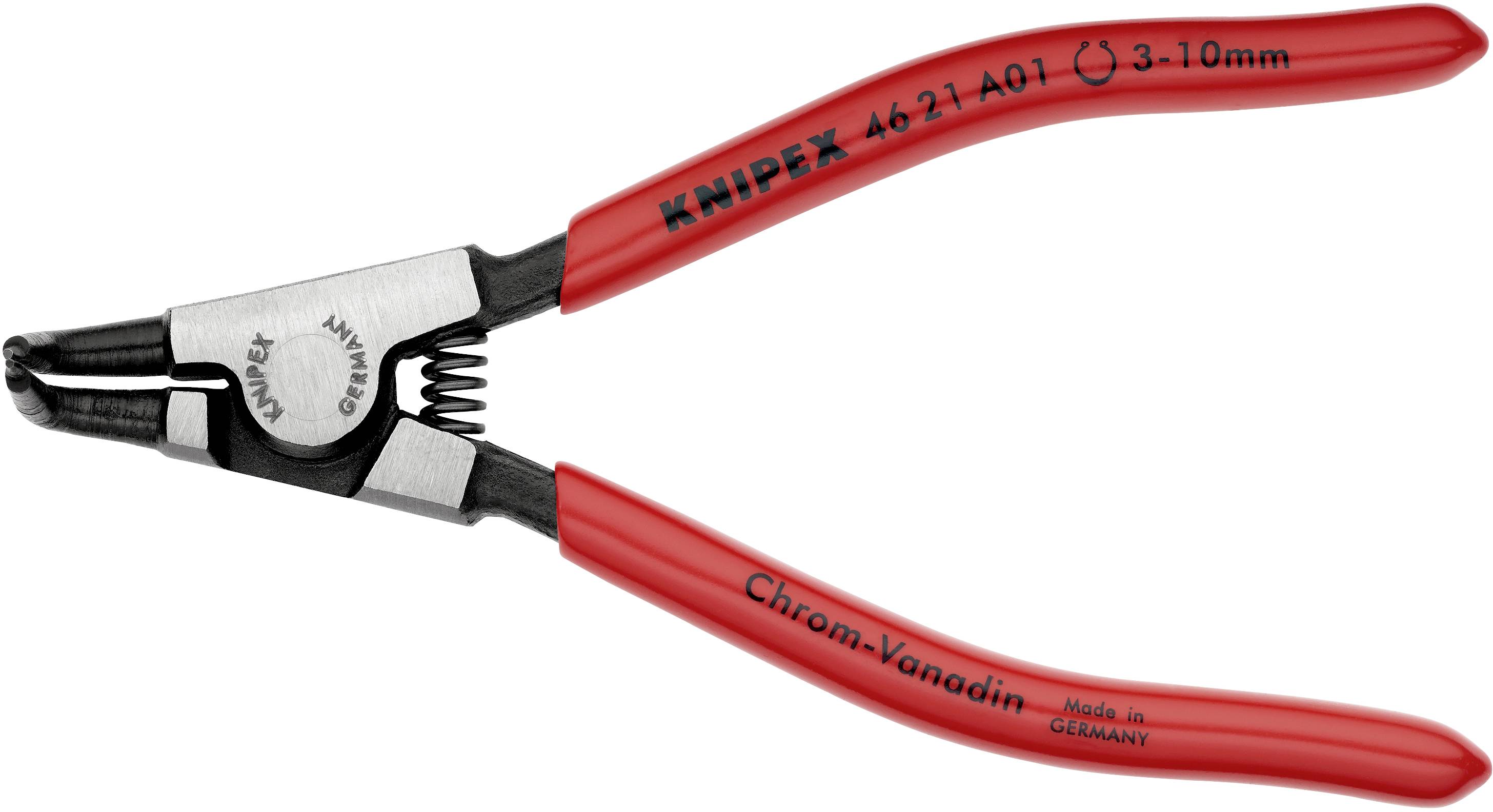 Knipex 46 21 A01 Seegeringzange Passend für (Seegeringzangen) Außenringe 3-10 mm Spitzenform (Details) abgewinkelt 90°