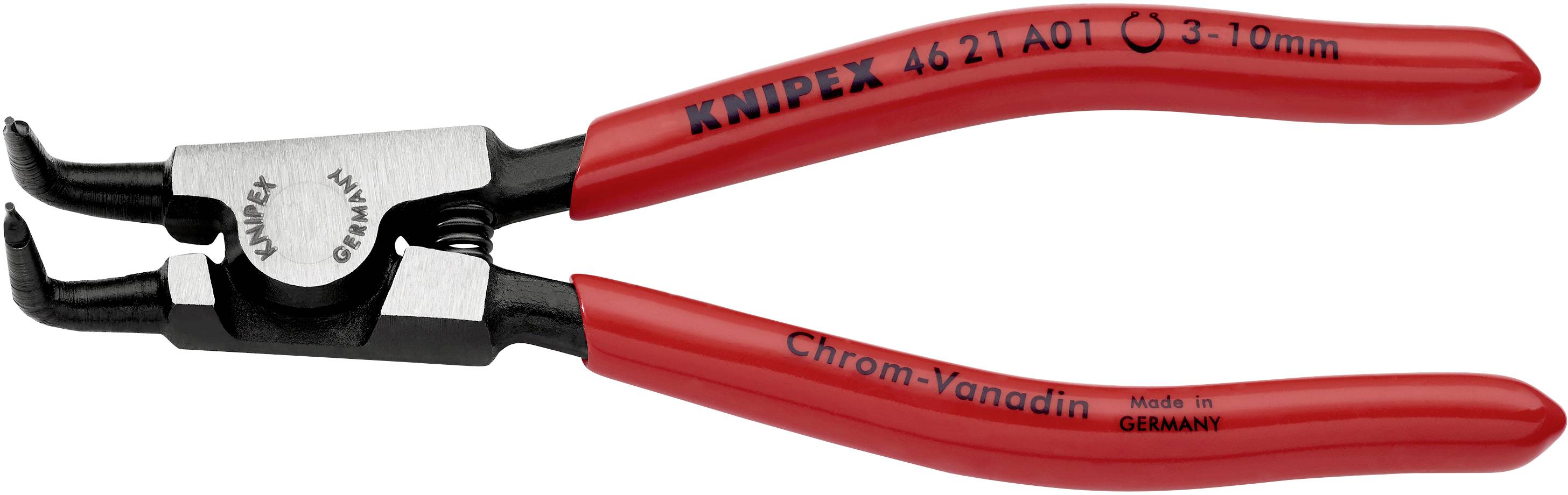 Knipex 46 21 A01 Seegeringzange Passend für (Seegeringzangen) Außenringe 3-10 mm Spitzenform (Details) abgewinkelt 90°