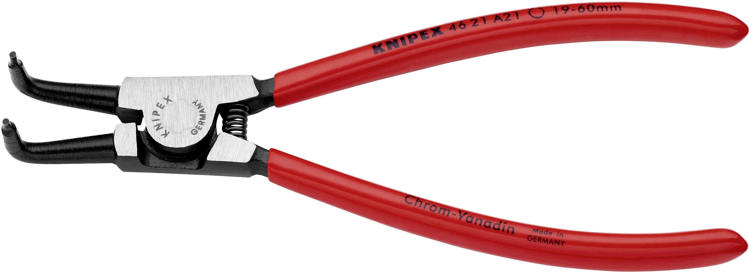 Knipex 46 21 A21 Seegeringzange Passend für (Seegeringzangen) Außenringe 19-60 mm Spitzenform (Details) abgewinkelt 90°