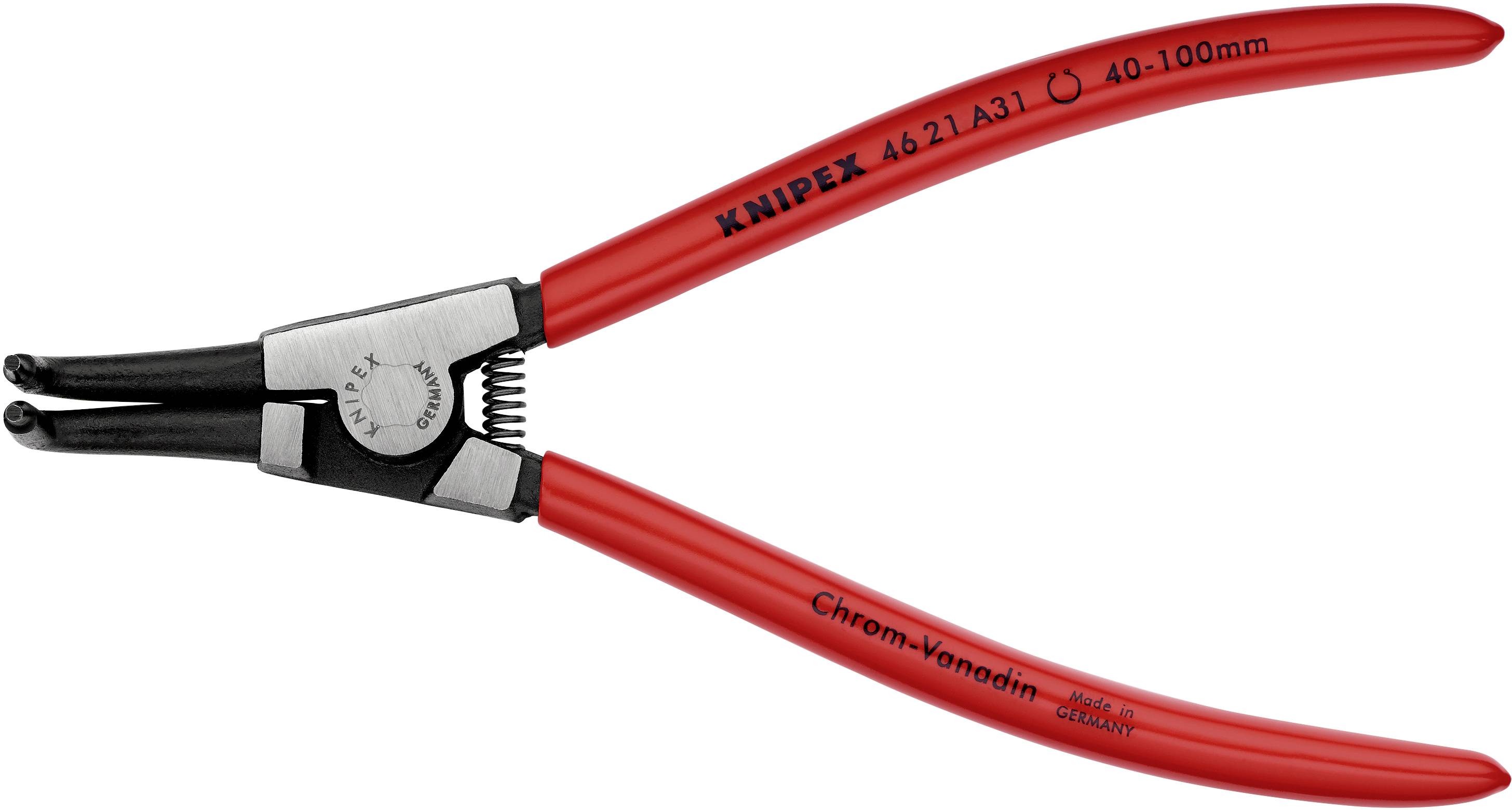 Knipex 46 21 A31 Seegeringzange Passend für (Seegeringzangen) Außenringe 40-100mm Spitzenform (Details) abgewinkelt 90°