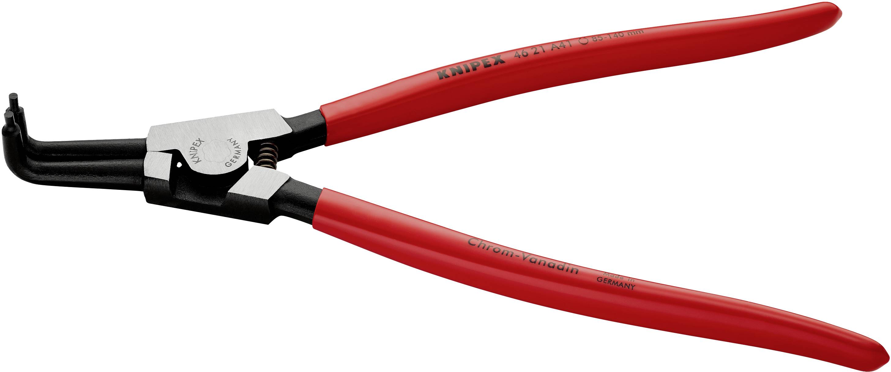 Knipex 46 21 A41 Seegeringzange Passend für (Seegeringzangen) Außenringe 85-140mm Spitzenform (Details) abgewinkelt 90°