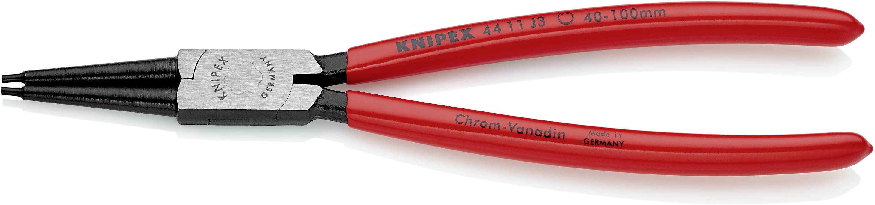Knipex 44 11 J3 Seegeringzange Passend für (Seegeringzangen) Innenringe 40-100mm Spitzenform (Details) gerade