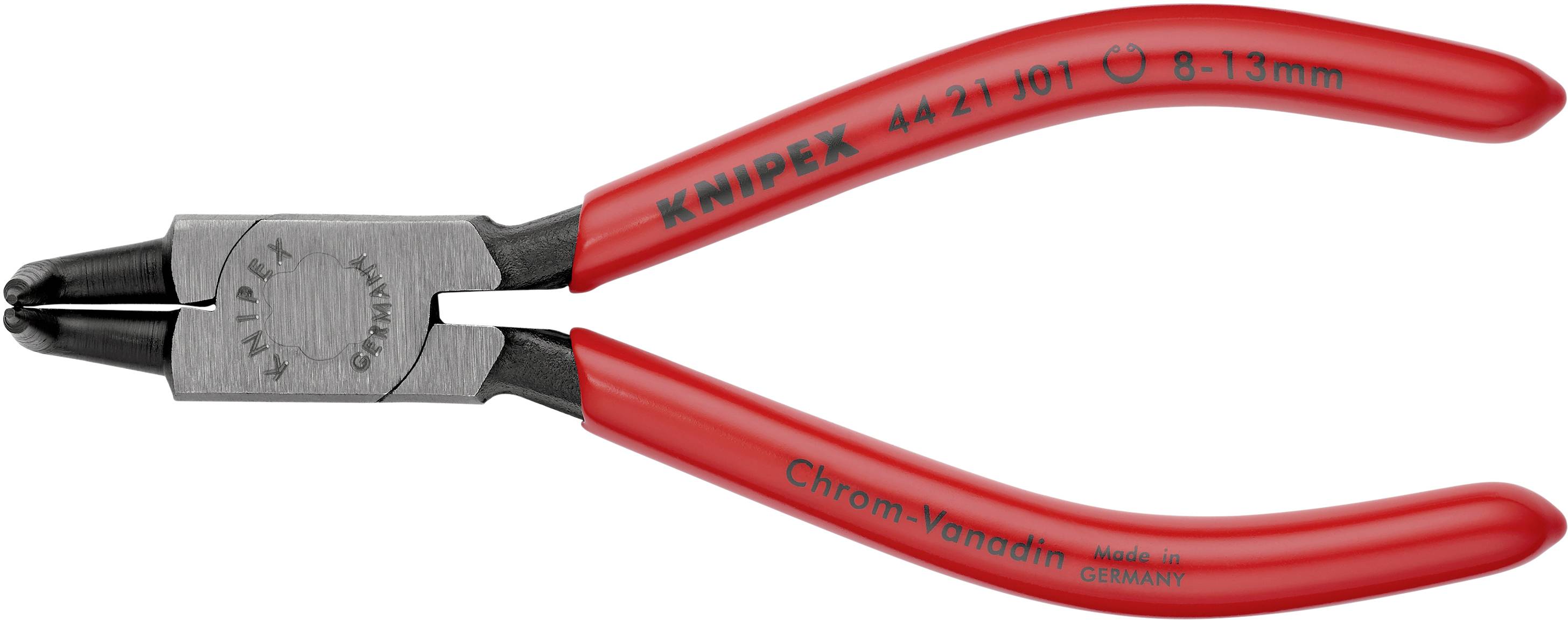 Rote KNIPEX Spitzzange aus Chrom-Vanadium-Stahl, geeignet für Greif- und Schneidaufgaben, made in Germany.