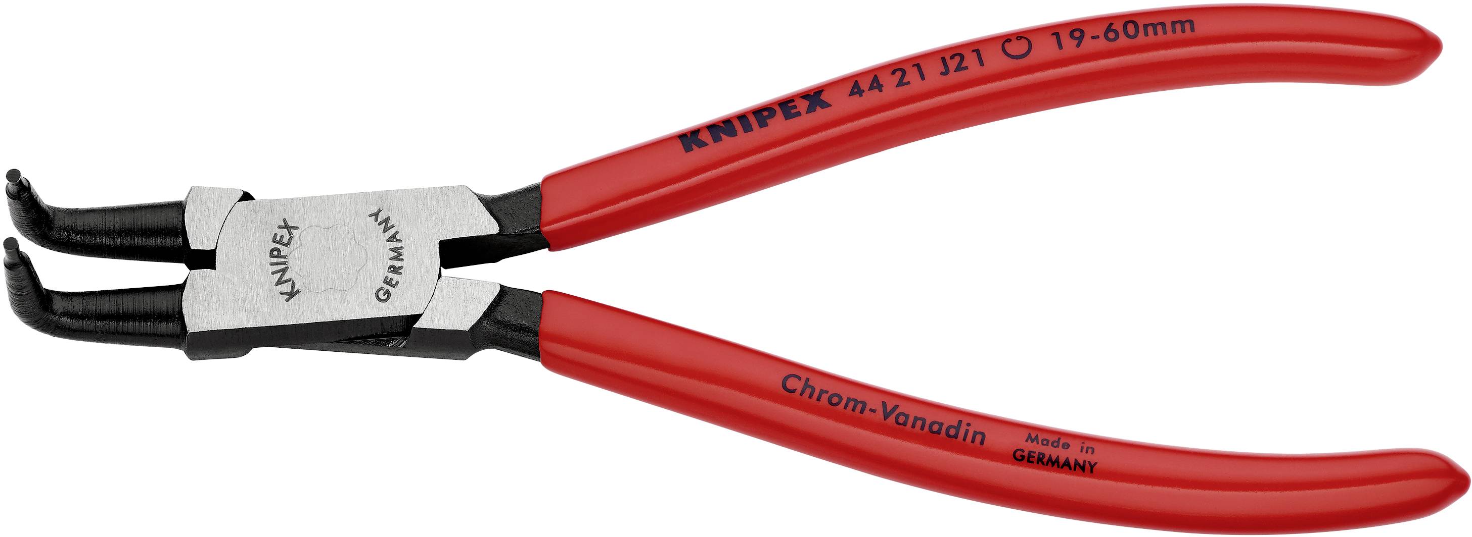 Knipex 44 21 J21 Seegeringzange Passend für (Seegeringzangen) Innenringe 19-60 mm Spitzenform (Details) abgewinkelt 90°