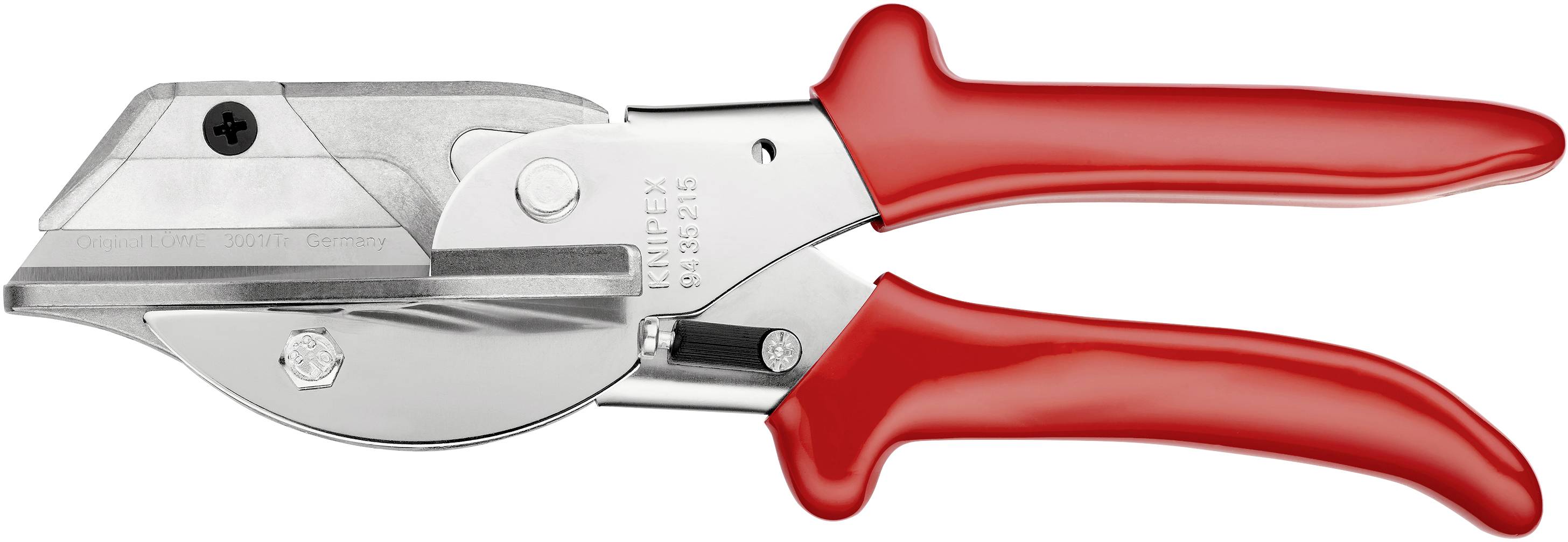 Eine rote, silberne Schere aus Metall und Kunststoff, geeignet für präzises Schneiden, mit ergonomischen Griffen für besseren Halt.