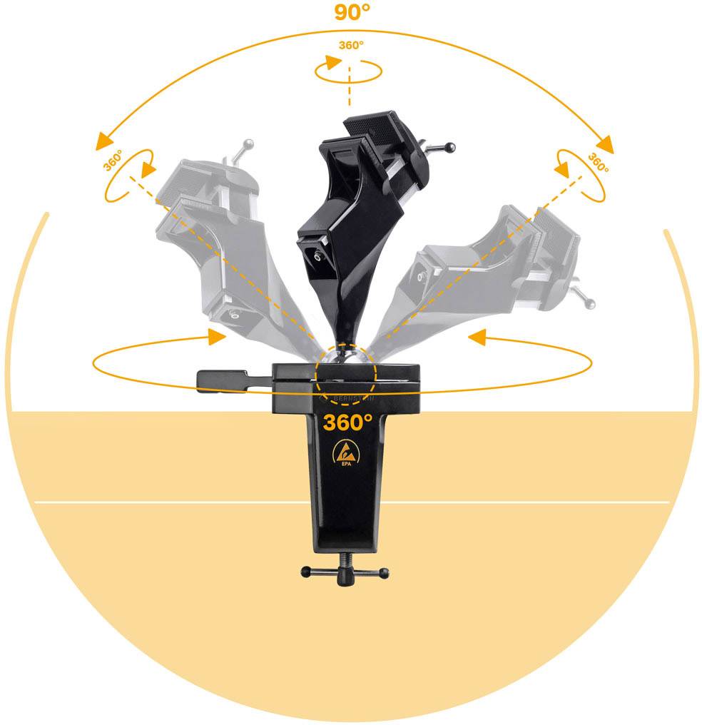 Bernstein Tools for Electronics 9-205-ESD ESD Schraubstock 9-205-ESD Backenbreite: 50mm Spann-Weite (max.): 70mm