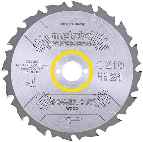 Metabo HW/CT 216X30 24 WZ 628009000 Hartmetall Kreissägeblatt 216 x 30 x 1.8 mm Zähneanzahl: 24 1 S