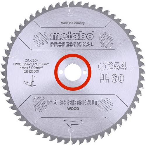 Metabo HW/CT 254X30 60 WZ 628222000 Hartmetall Kreissägeblatt 254 x 30 x 1.8 mm Zähneanzahl: 60 1 S